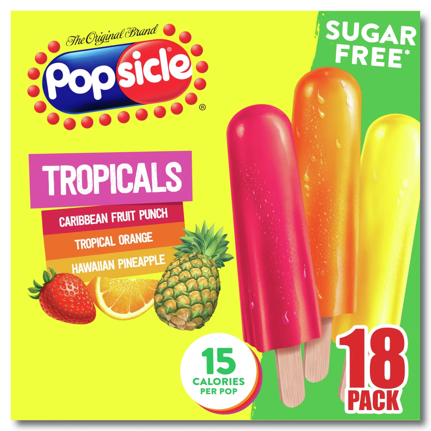 Popsicle Ice Pops 18 Count Tropicals For a Sugar Free Frozen Dessert Frozen Ice Pops With only 15 Calories 29.7 oz