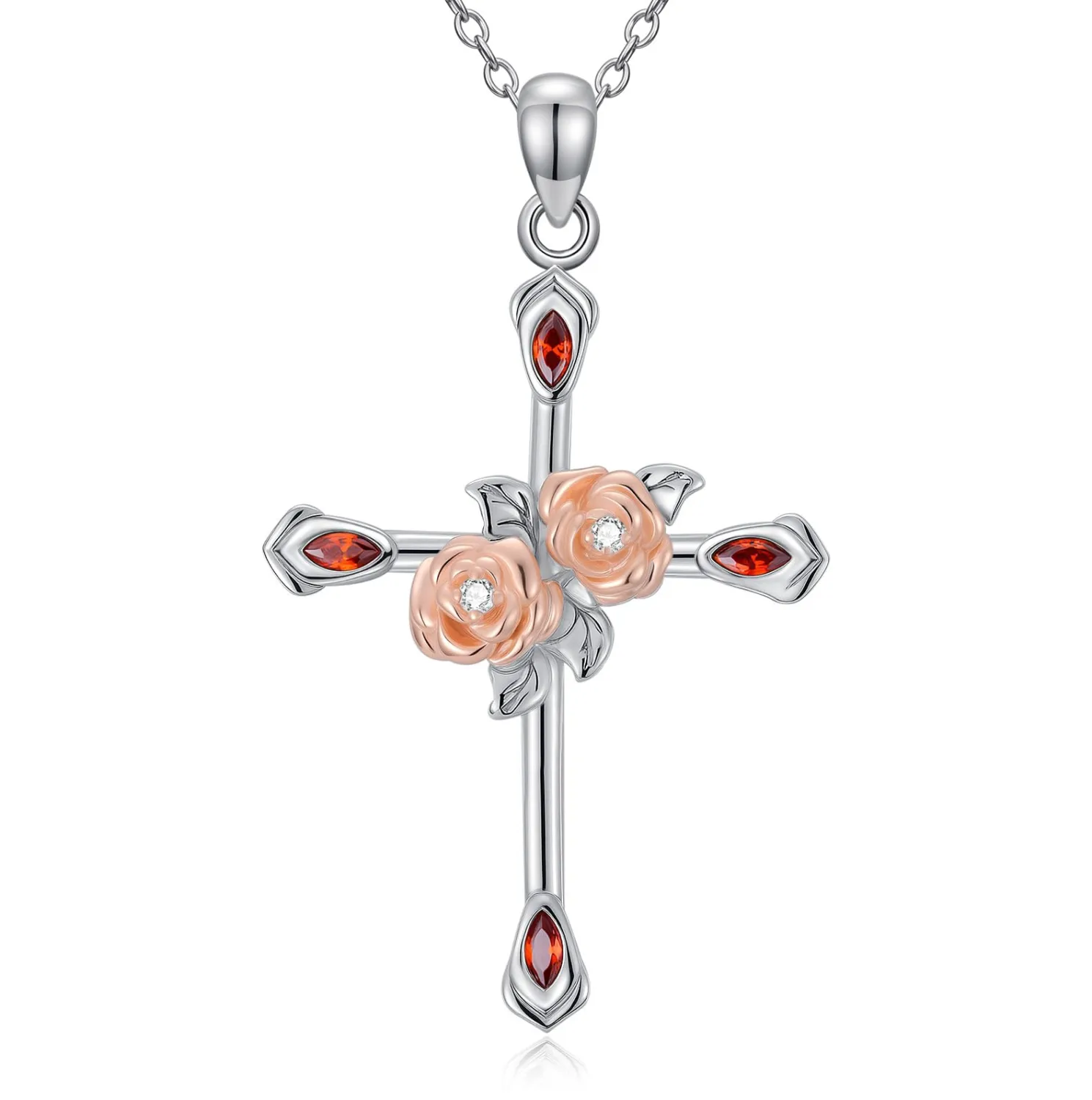 925 Sterling Silver Diamond Cross Necklace, Cross Pendant Necklace Gift for Women, Fine Jewelry for Valentine's Day, Birthday Anniversary Christmas, with 18+2inches Chain