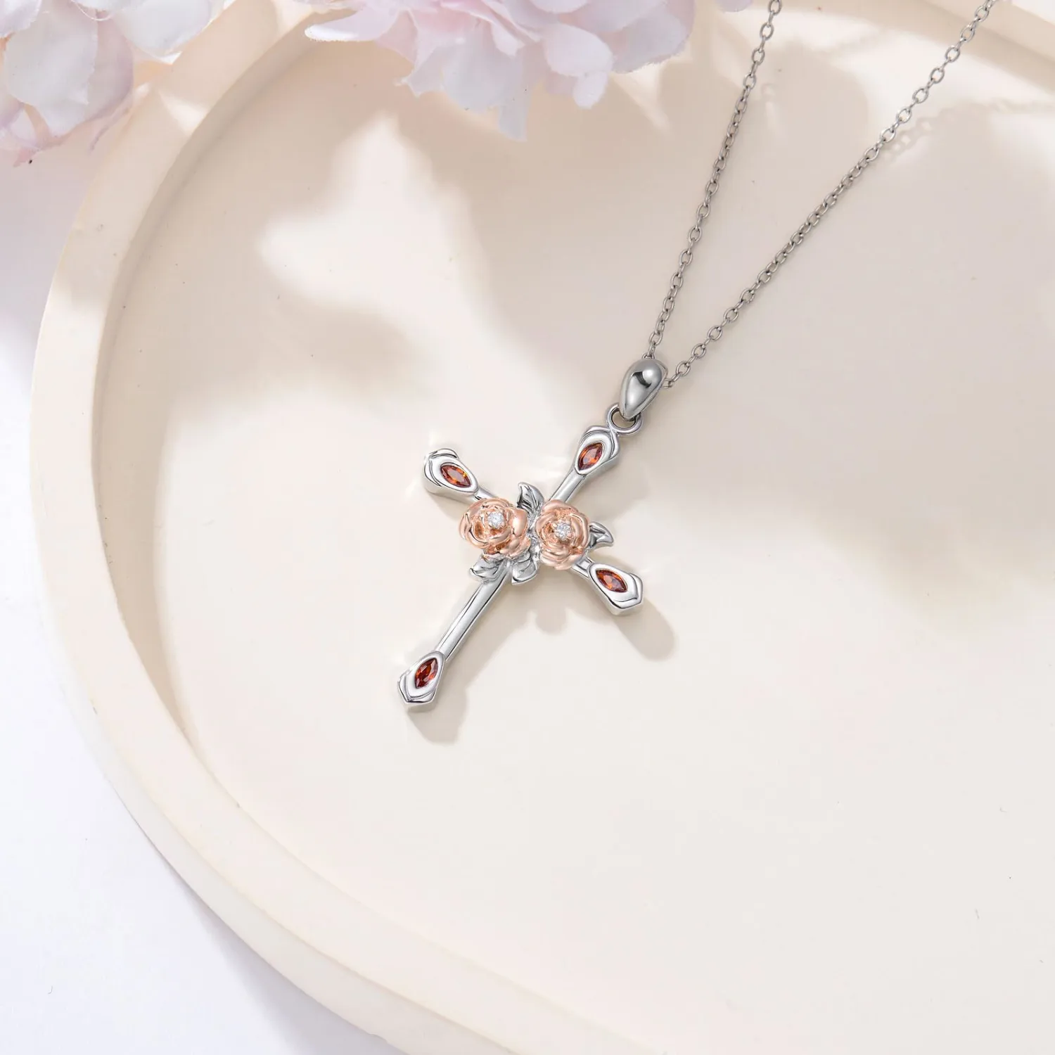 925 Sterling Silver Diamond Cross Necklace, Cross Pendant Necklace Gift for Women, Fine Jewelry for Valentine's Day, Birthday Anniversary Christmas, with 18+2inches Chain