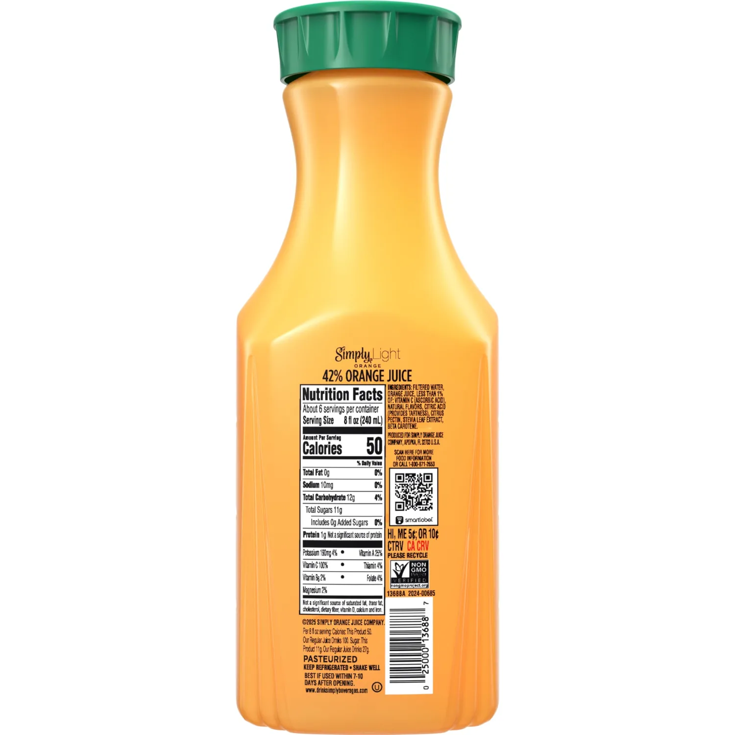SIMPLY LIGHT ORANGE JUICE- PULP FREE, 46oz