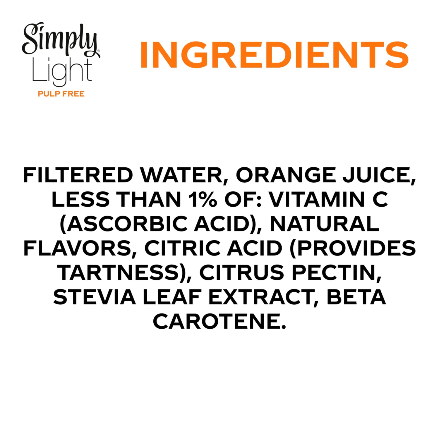 SIMPLY LIGHT ORANGE JUICE- PULP FREE, 46oz