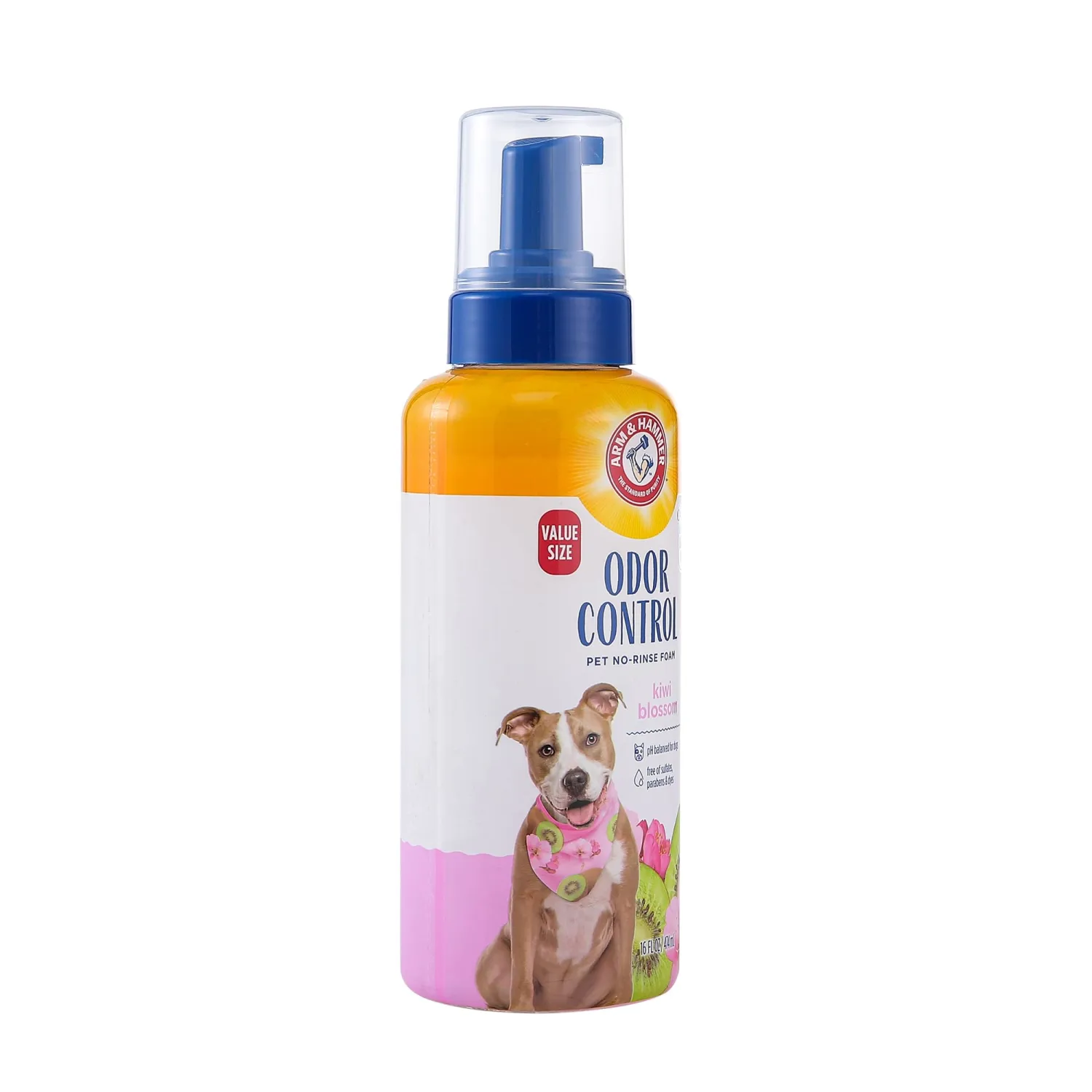 Arm & Hammer for Pets Odor Control Pet No-Rinse Foam with Baking Soda, Kiwi Blossom Scent, Best Odor Eliminating Foam for Dogs and Puppies; Waterless Dog Deodorizer, 16 Fl Oz (Pack of 2)