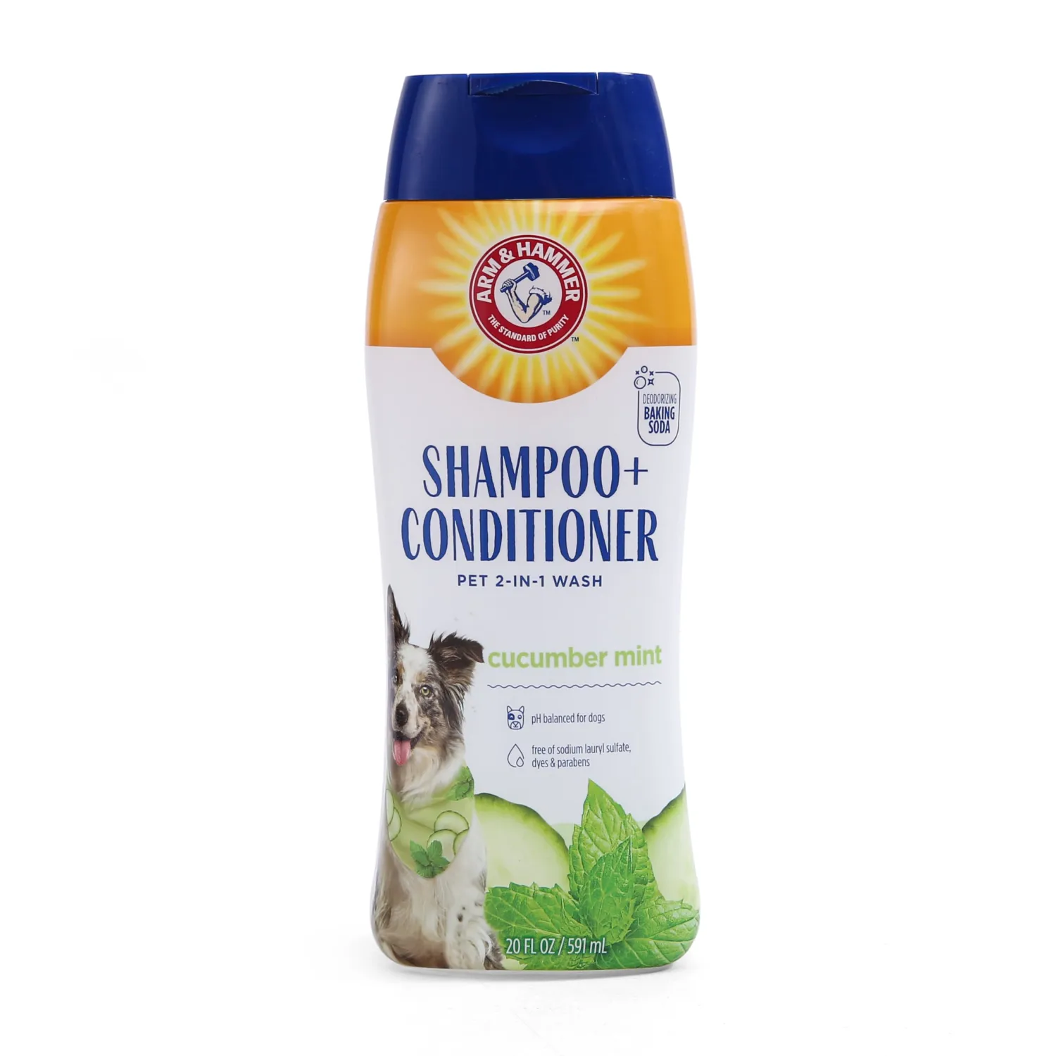 Arm and Hammer for Pets 2-in-1 Dog Shampoo and Conditioner, Cucumber Mint - Odor-Eliminating Baking Soda Formula for Clean, Fresh, Fully Conditioned Dog Coats, 20 Fl Oz - 2 Pack