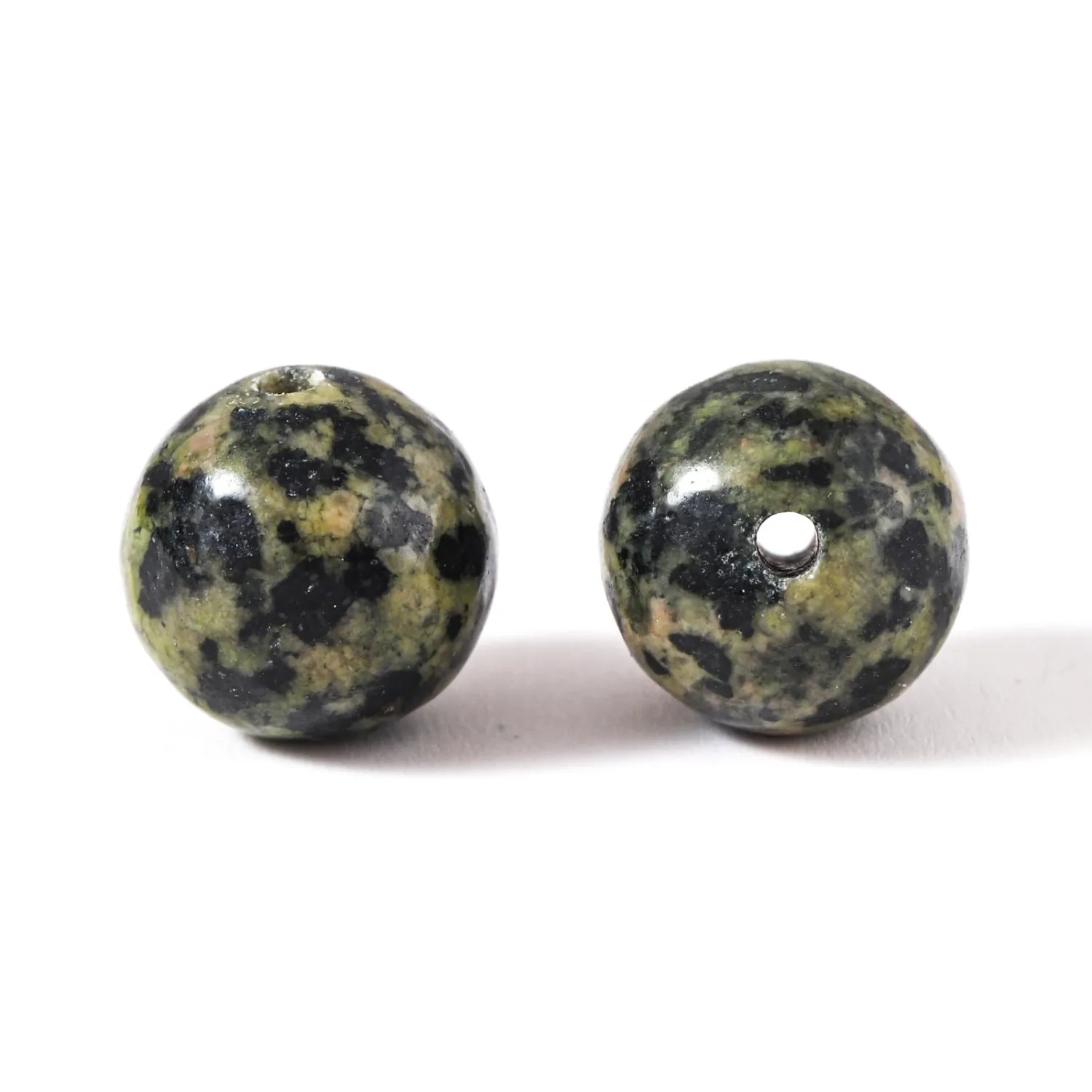 100Pcs Natural Stone 10mm Chlorite Schist Stone Round Loose Gemstone Energy Healing Beads Hole Size 1mm DIY Smooth Beads for Bracelet Necklace Earrings Jewelry Making