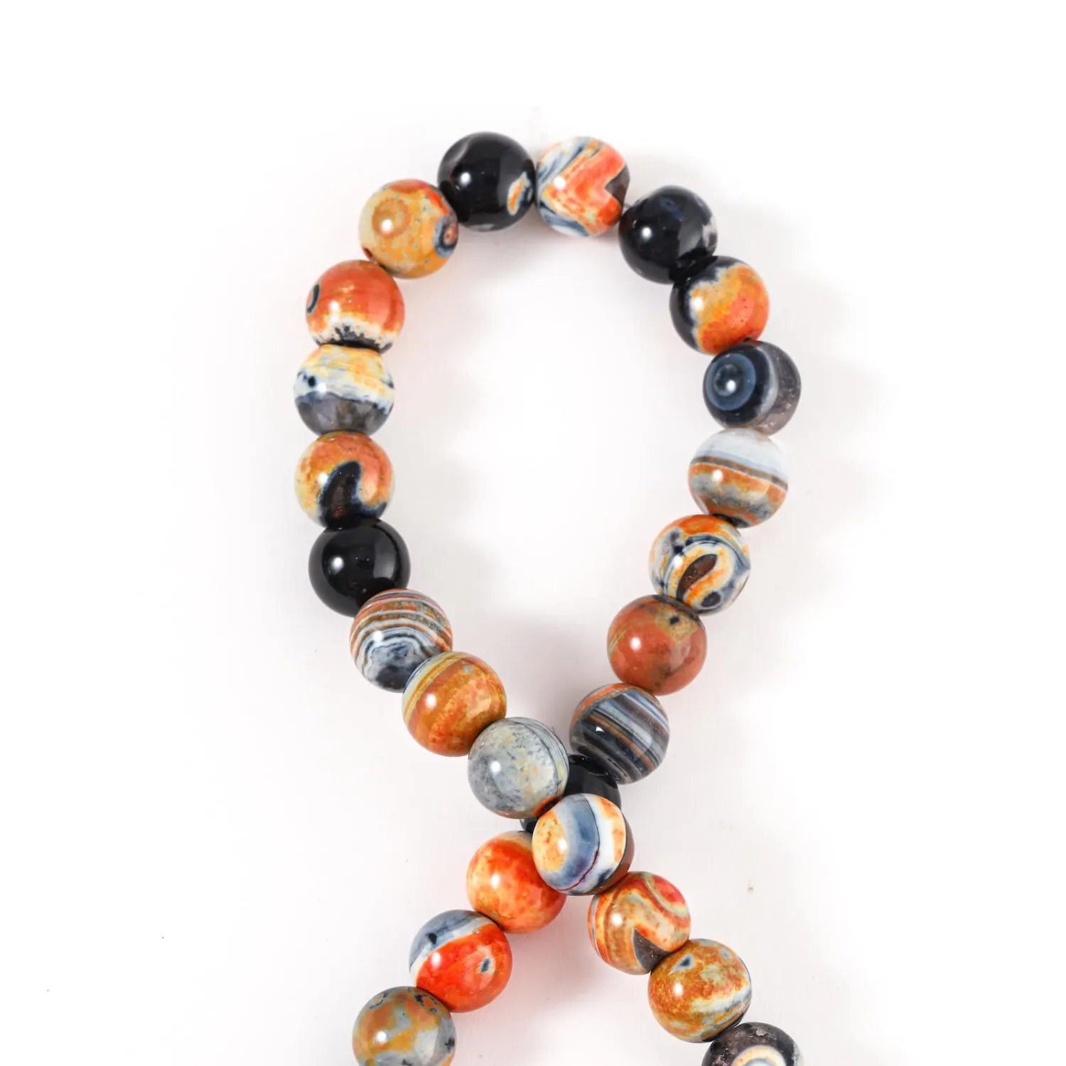 100Pcs Natural Stone 10mm Orange Stripe Agate Round Loose Gemstone Energy Healing Beads Hole Size 1mm DIY Smooth Beads for Bracelet Necklace Earrings Jewelry Making