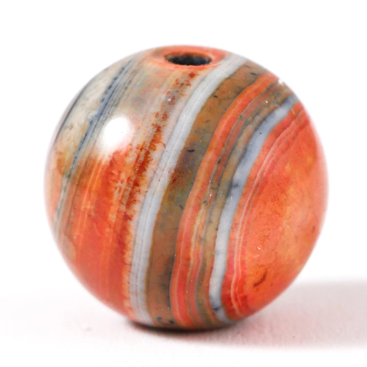100Pcs Natural Stone 10mm Orange Stripe Agate Round Loose Gemstone Energy Healing Beads Hole Size 1mm DIY Smooth Beads for Bracelet Necklace Earrings Jewelry Making