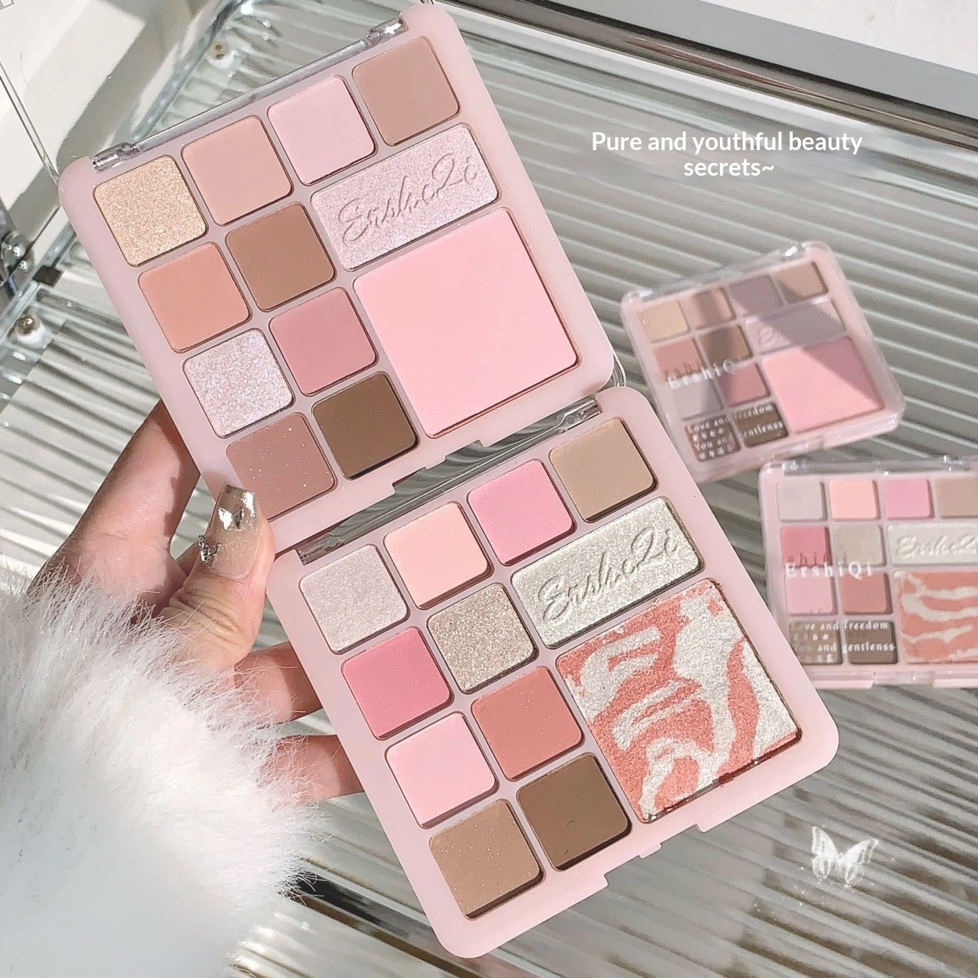 Floral Pink Mist All-in-One Palette Matte Pearlescent And Fine Shimmer Blush Combo