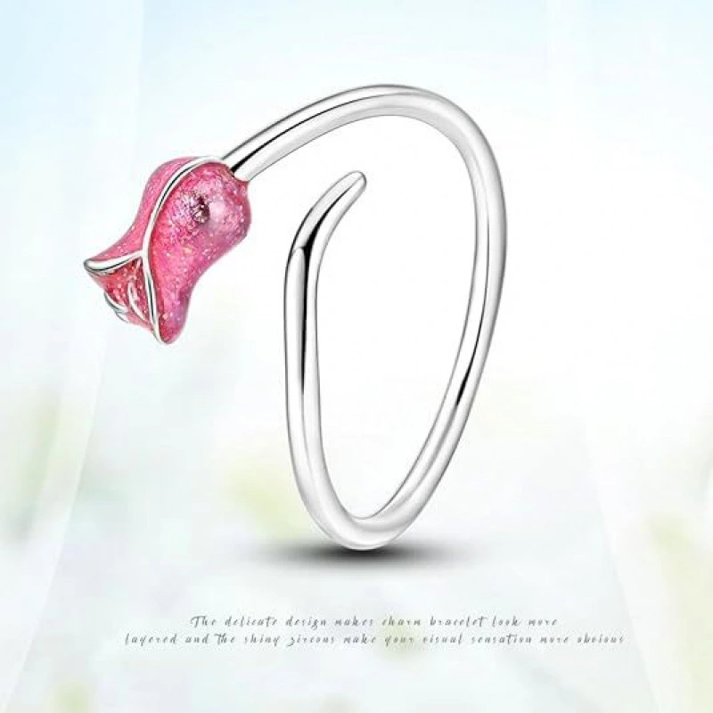 Cross-border New Arrival Oil-Drip Rose And Tulip Open Ring