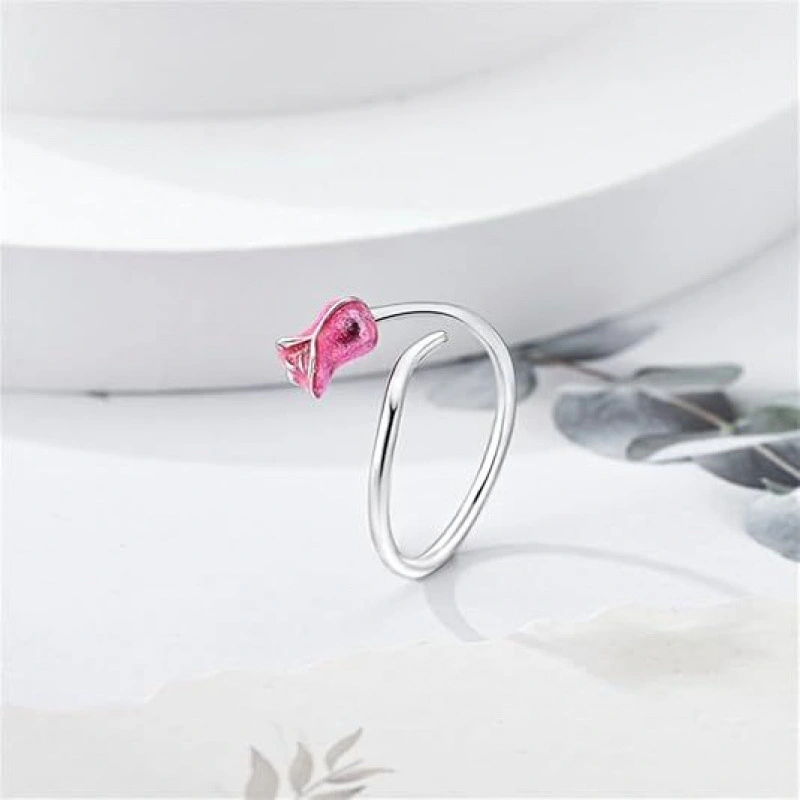 Cross-border New Arrival Oil-Drip Rose And Tulip Open Ring