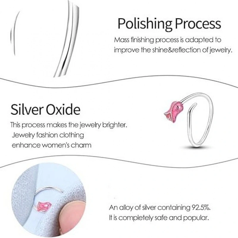 Cross-border New Arrival Oil-Drip Rose And Tulip Open Ring