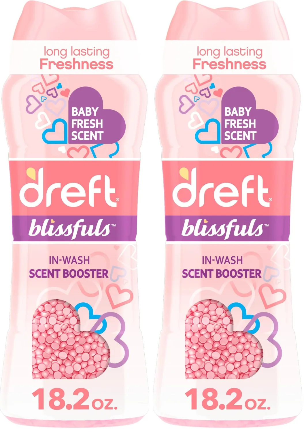 Dreft Blissfuls In-Wash Laundry Scent Booster Beads, Baby Fresh Scent, 18.2 oz (Pack of 2)