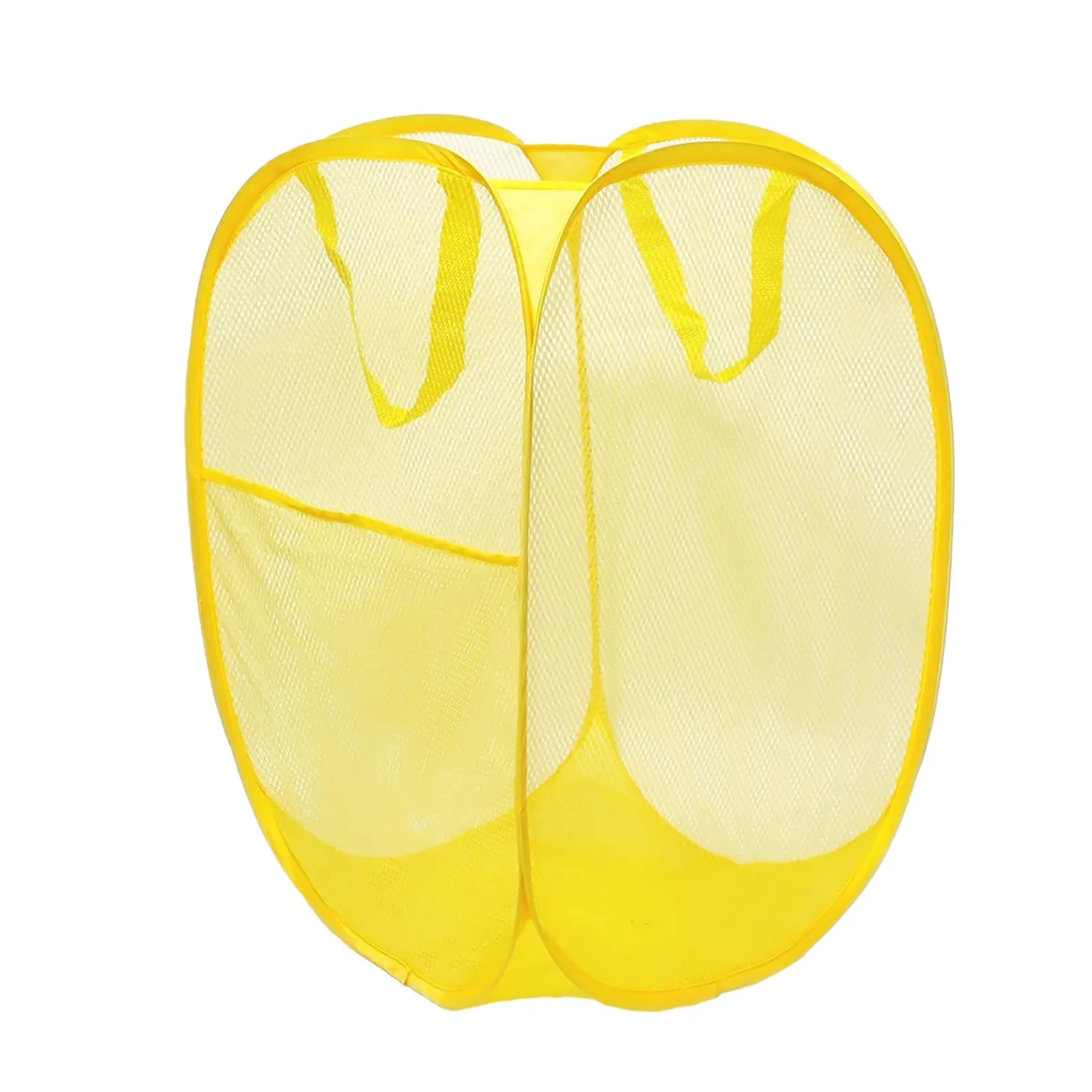 Pop up hamper, the upgraded laundry basket with breathable side pocket mesh. Ideal for room, apartment, dormitory, travel, business trip & kids storage (1,yellow)