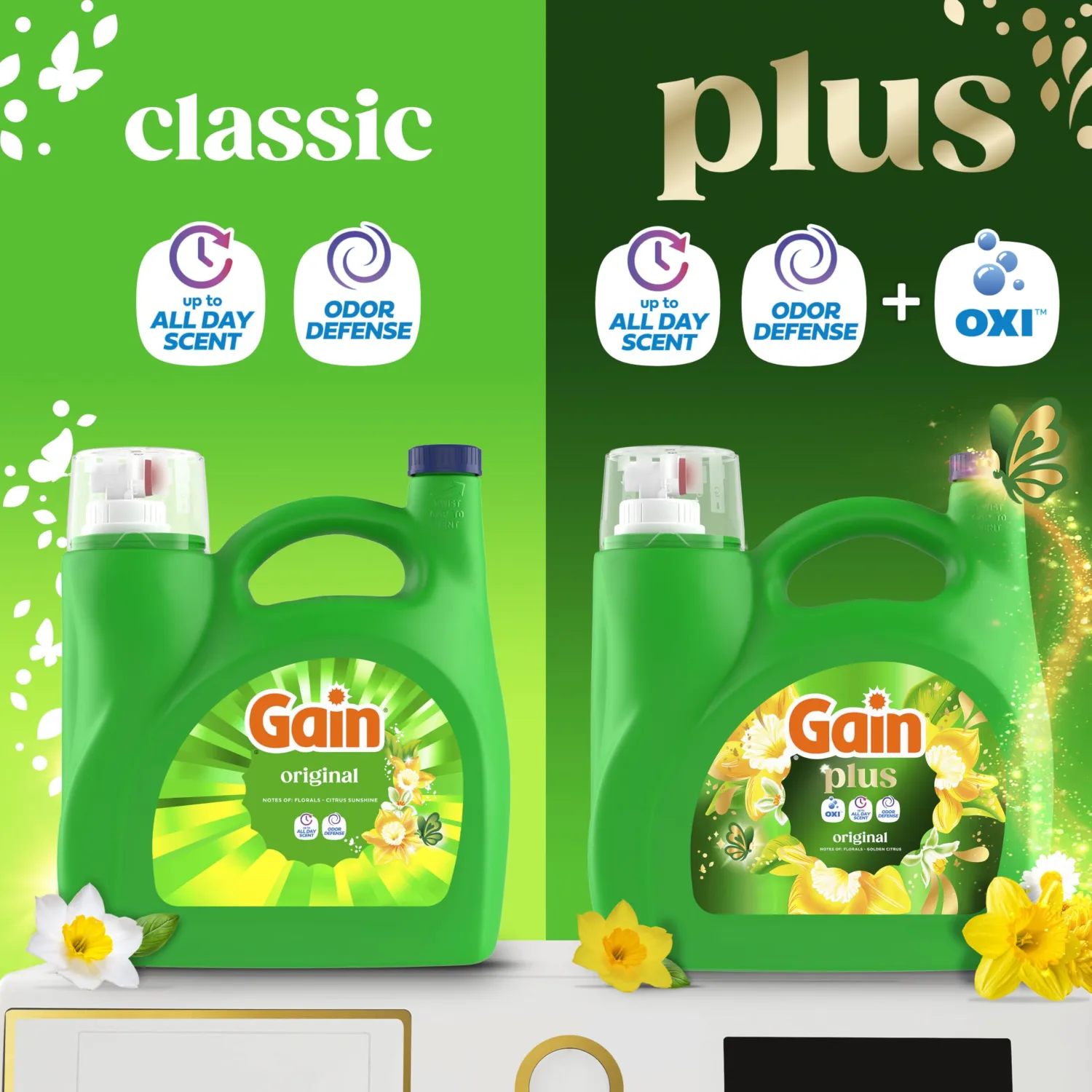 Gain Plus Liquid Laundry Detergent, Cleaner, Fresher, Now with Oxi, Original Scent, 170 fl oz, 129 Loads