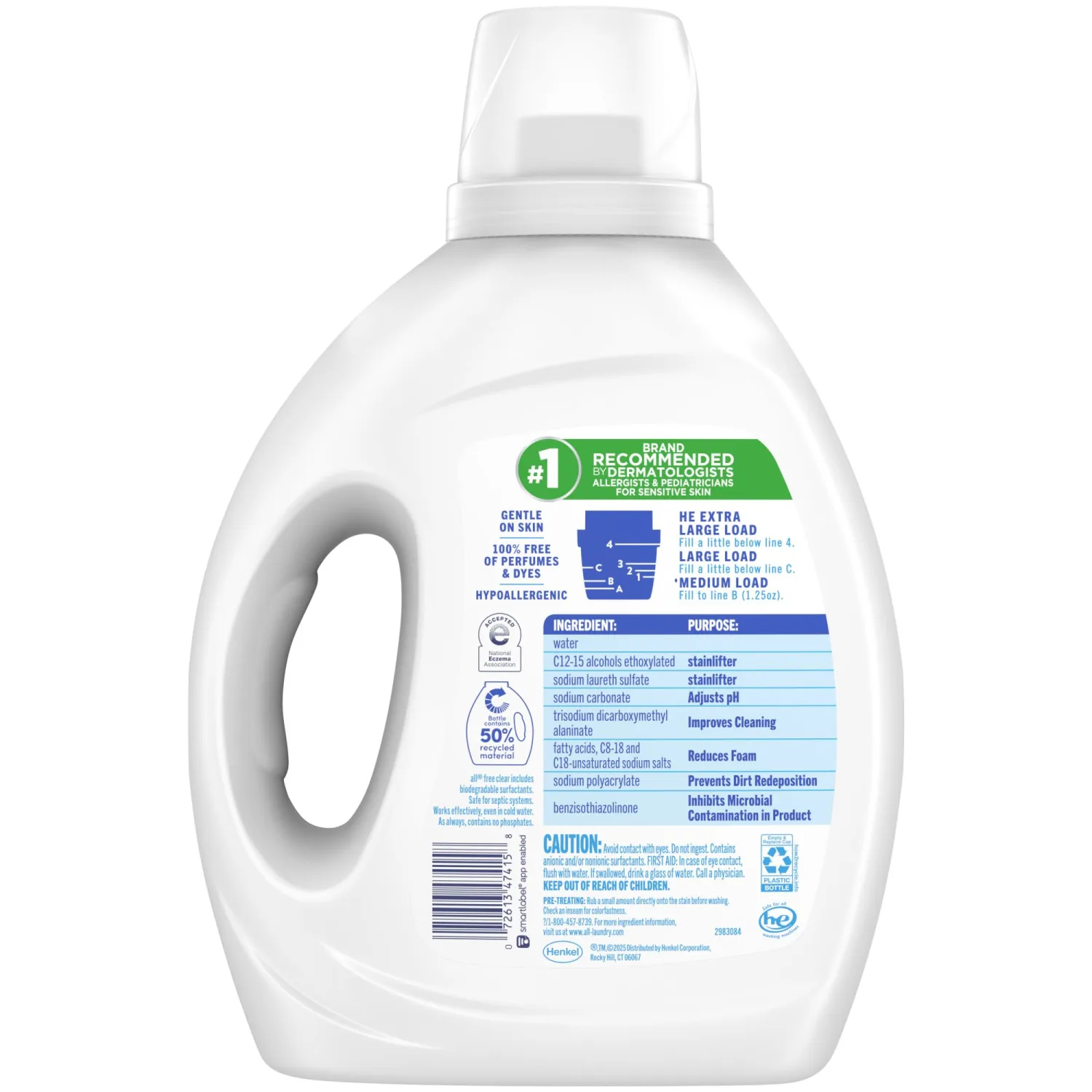 all Liquid Laundry Detergent, Free Clear, 73 Fluid Ounces, 58 Loads