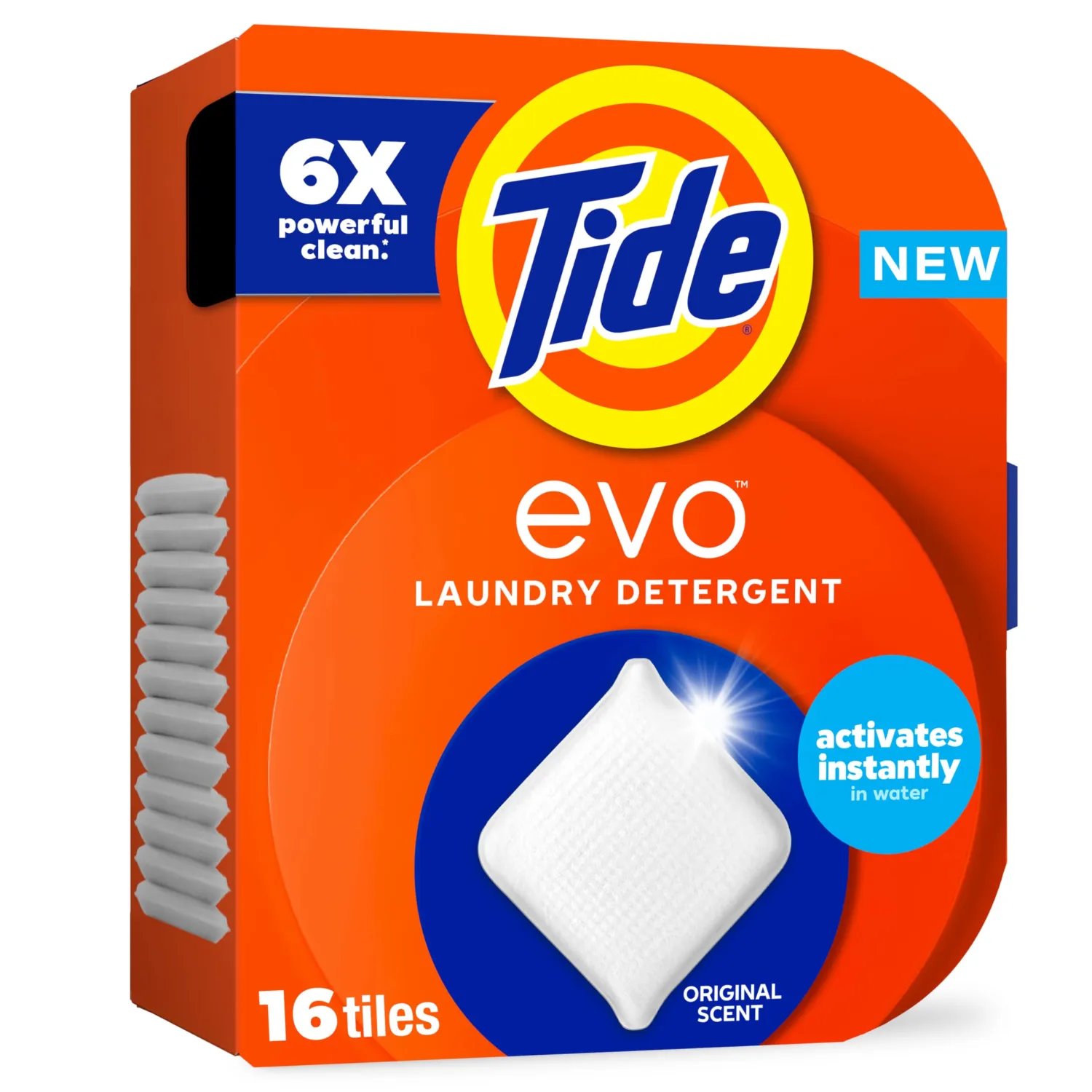 Tide evo Laundry Detergent Original Scent Works on 100% of Common Stains Concentrated Travel Detergent HE Compatible and Instant Dissolve Fights Stains Better than Leading Detergent Sheet, 16 Count