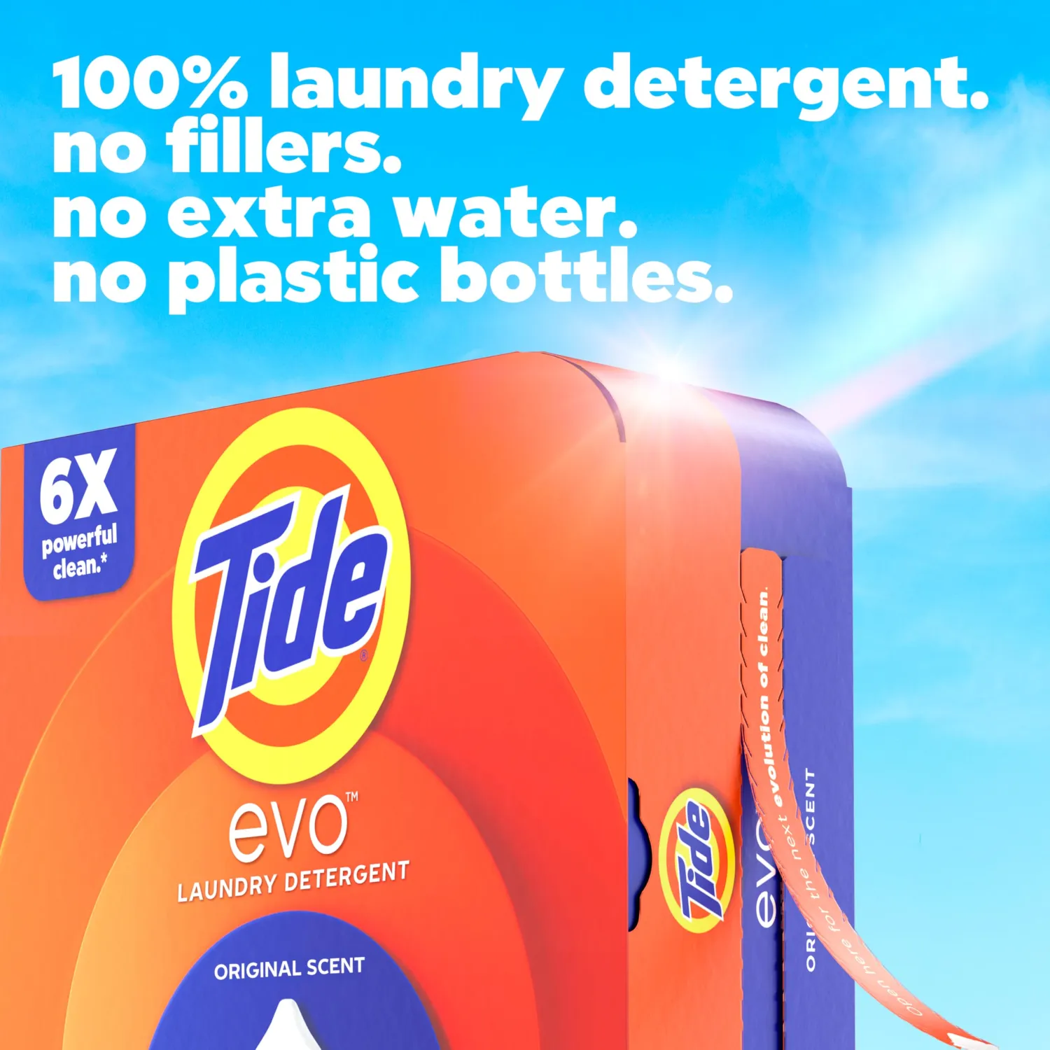 Tide evo Laundry Detergent Original Scent Works on 100% of Common Stains Concentrated Travel Detergent HE Compatible and Instant Dissolve Fights Stains Better than Leading Detergent Sheet, 16 Count