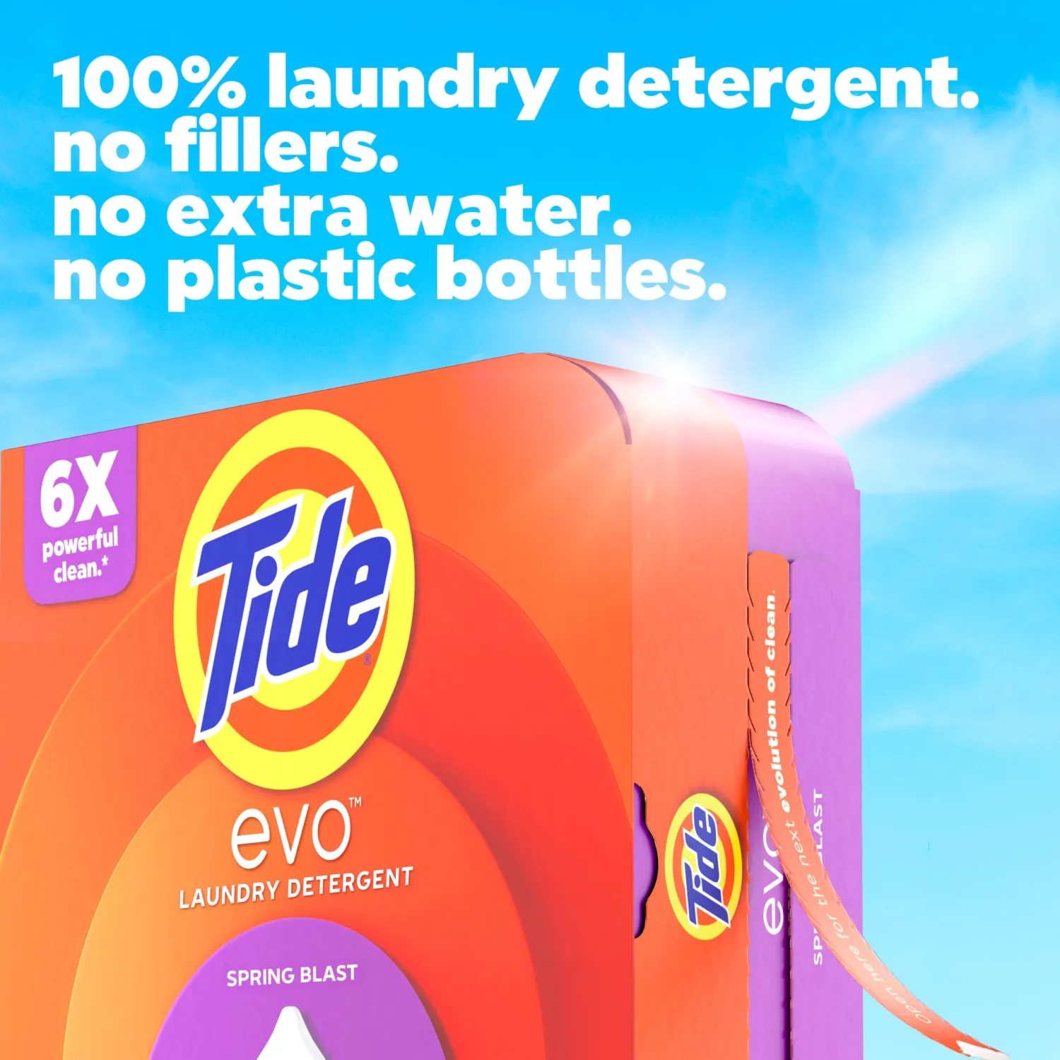 Tide evo Laundry Detergent Spring Blast Scent Works on 100% of Common Stains Concentrated Travel Detergent HE Compatible and Instant Dissolve Fights Stains Better than Leading Detergent Sheet 16 Count