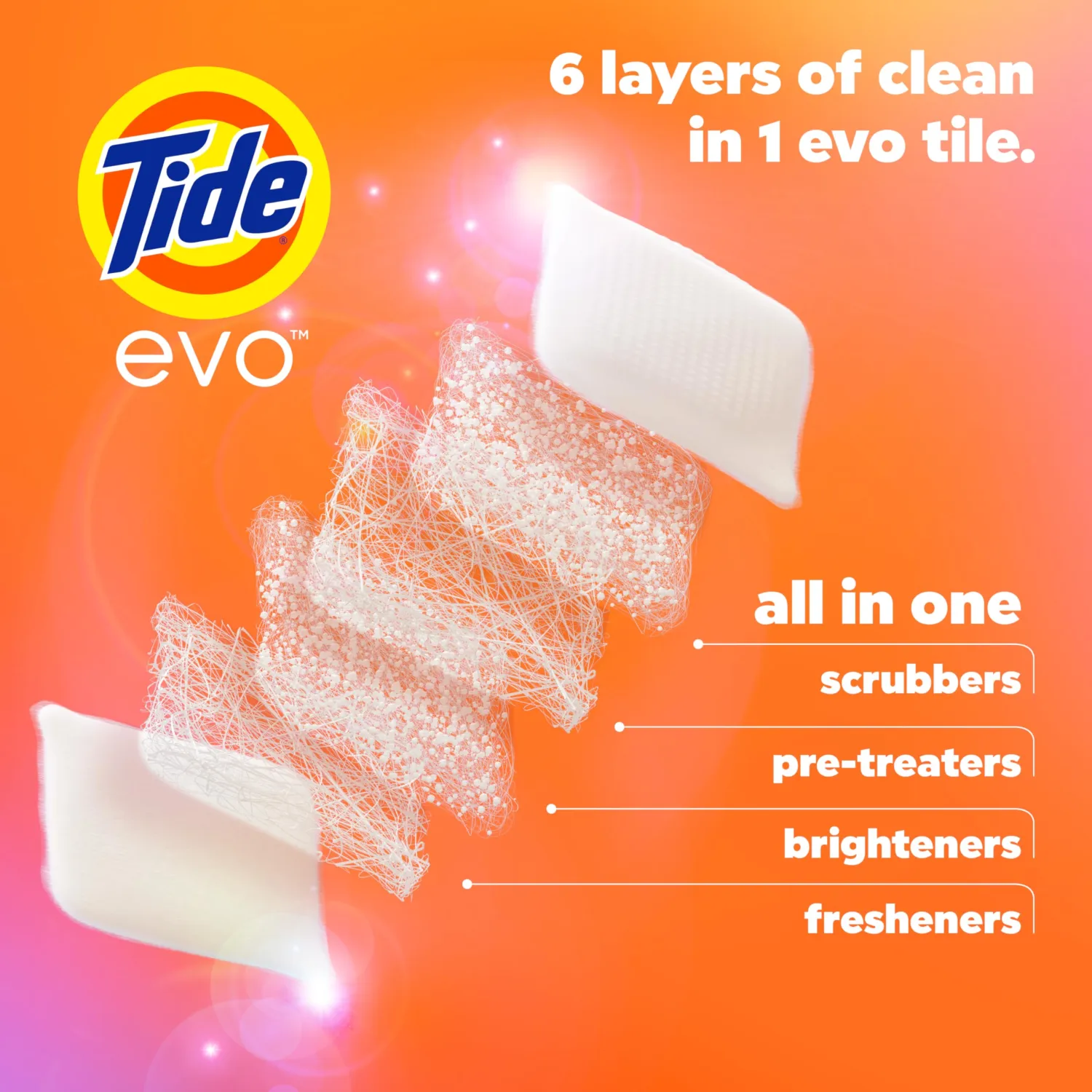 Tide evo Laundry Detergent Spring Blast Scent Works on 100% of Common Stains Concentrated Travel Detergent HE Compatible and Instant Dissolve Fights Stains Better than Leading Detergent Sheet 16 Count
