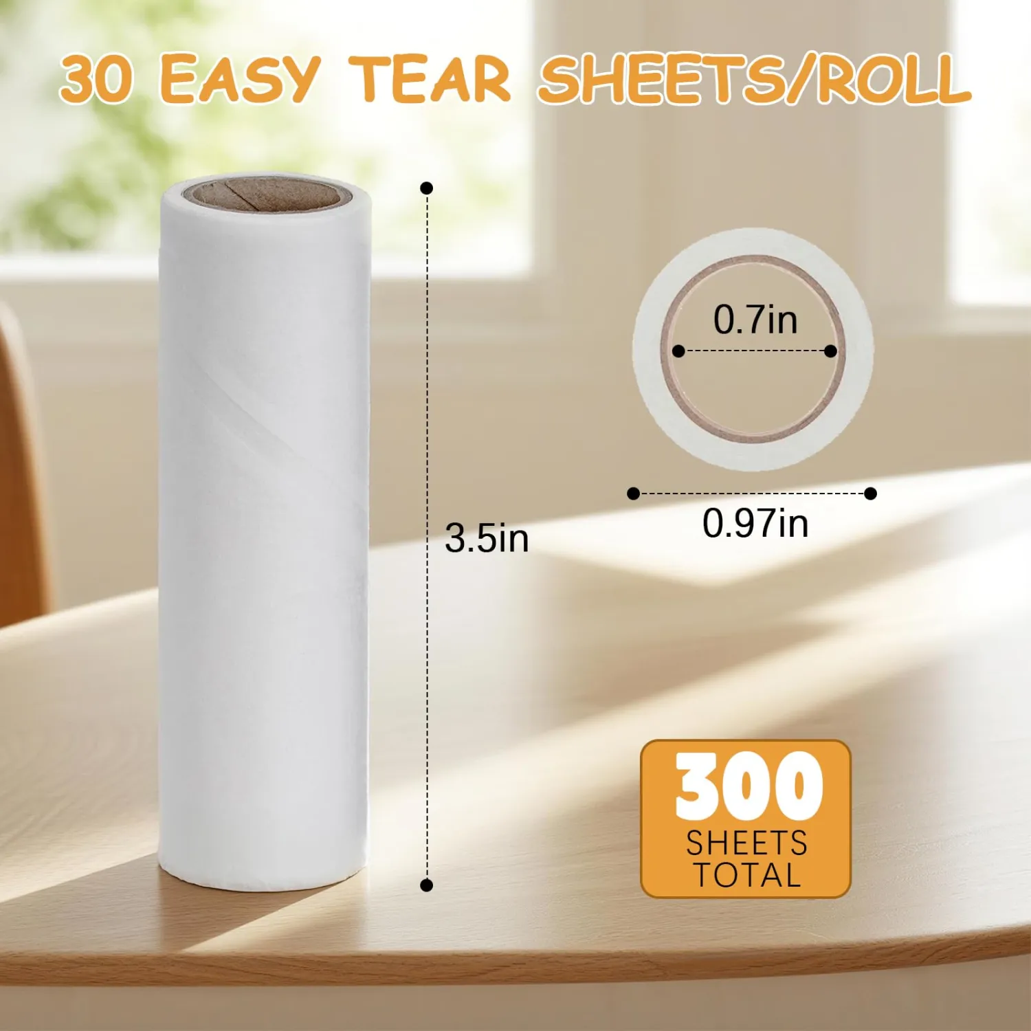 Lint Roller Refill Compatible with Flint,Extra Sticky Retractable Lint Refills Replacement Compatible with Flint,30 Sheets per Roll(Pack of 10,Total 300 Sheets)(No Roller Handle)
