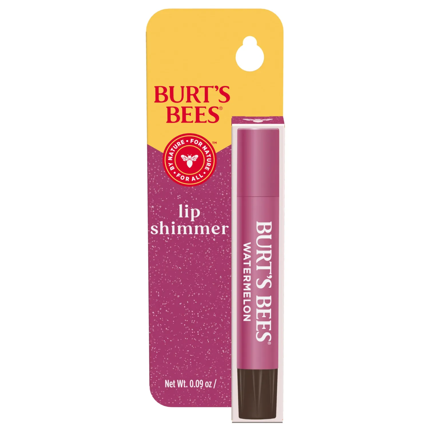Burt's Bees Shimmer Lip Tint, Tinted Lip Balm Stick, Moisturizing for All Day Hydration with Natural Glowy Pigmented Finish & Buildable Color, Pink, 1 Tube, 0.09 oz.