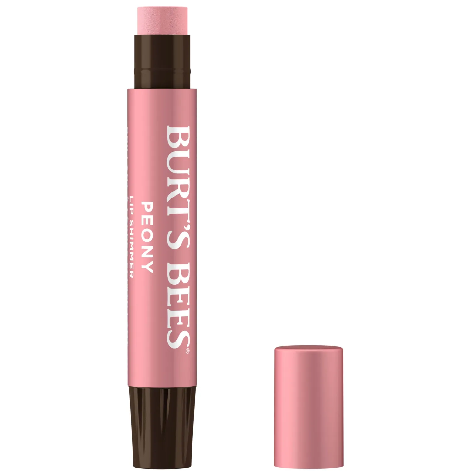 Burt's Bees Shimmer Lip Tint, Tinted Lip Balm Stick, Moisturizing for All Day Hydration with Natural Glowy Pigmented Finish & Buildable Color, Peony, 1 Tube, 0.09 oz. (Pack of 2)