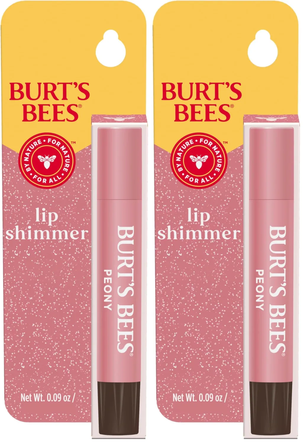 Burt's Bees Shimmer Lip Tint, Tinted Lip Balm Stick, Moisturizing for All Day Hydration with Natural Glowy Pigmented Finish & Buildable Color, Peony, 1 Tube, 0.09 oz. (Pack of 2)