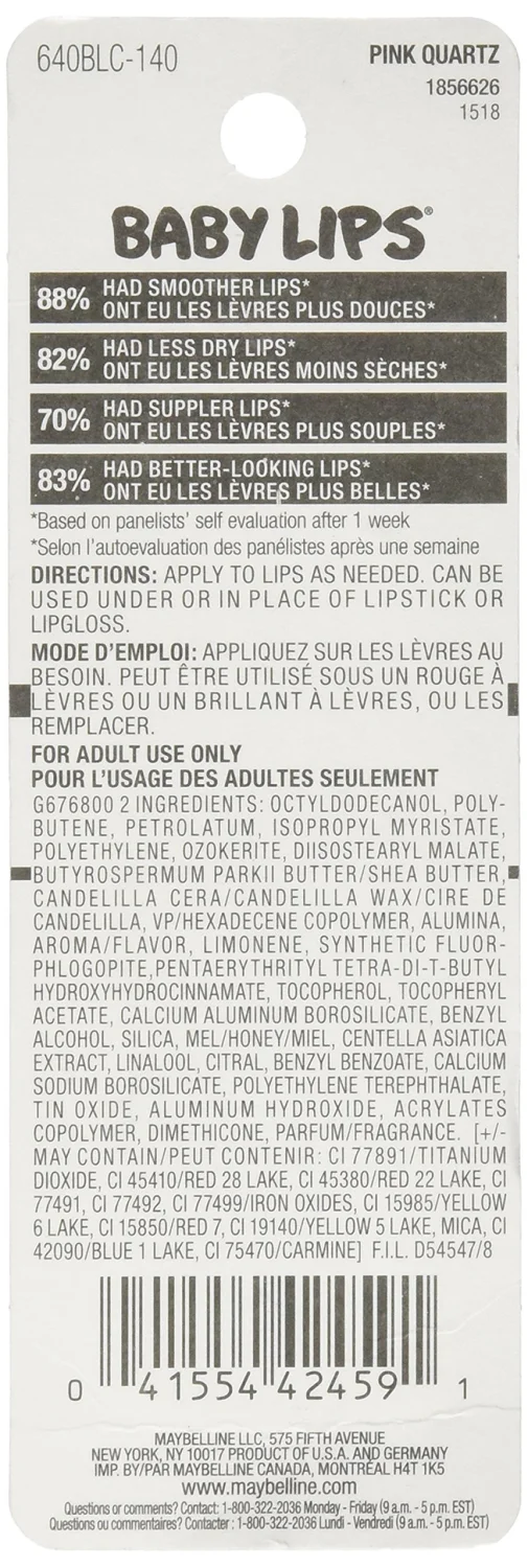Maybelline New York Baby Lips Crystal Lip Balm, Pink Quartz, 0.15 Ounce