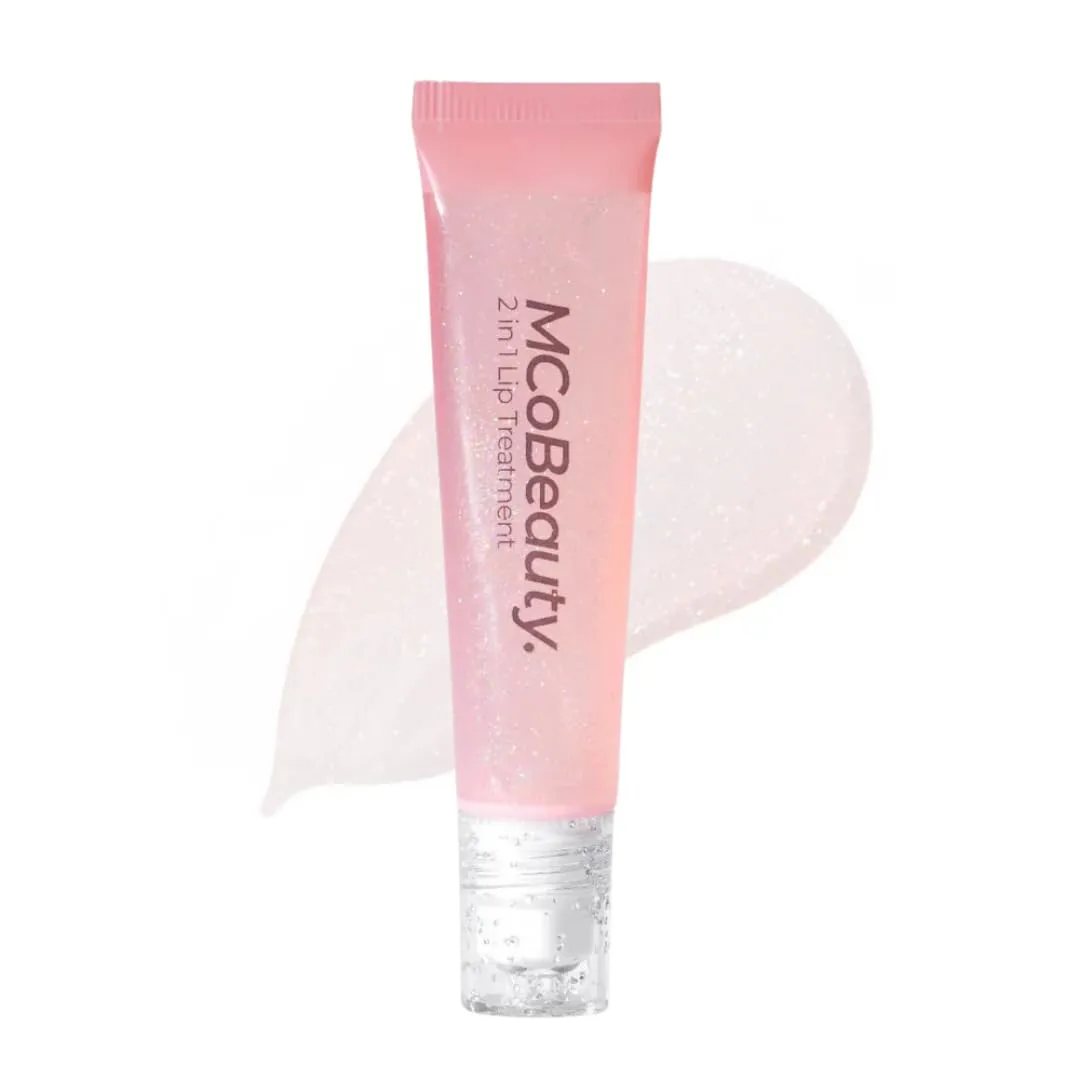 MCoBeauty Glow and Treat 2-in-1 Lip Treatment Birthday Cake - Tinted Lip Oil Squalane Roller Ball Applicator - Glossy Moisturizing Lip Balm Gloss Dry Lips - Vegan Cruelty Free Lip Care - 10ml