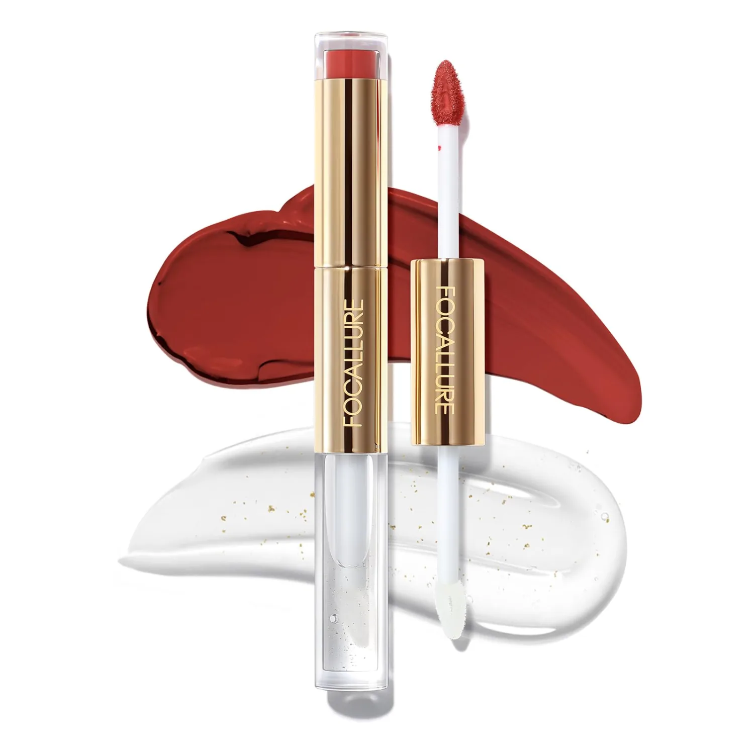 FOCALLURE 2-in-1 Lip Stain & Gloss Oil, Long-Lasting Transfer Proof Lip Tint with Non-Sticky Hydrating Formula, High-Pigment Waterproof Lip Gloss for Daily & Evening Wear,OR01 TASTY PASTA