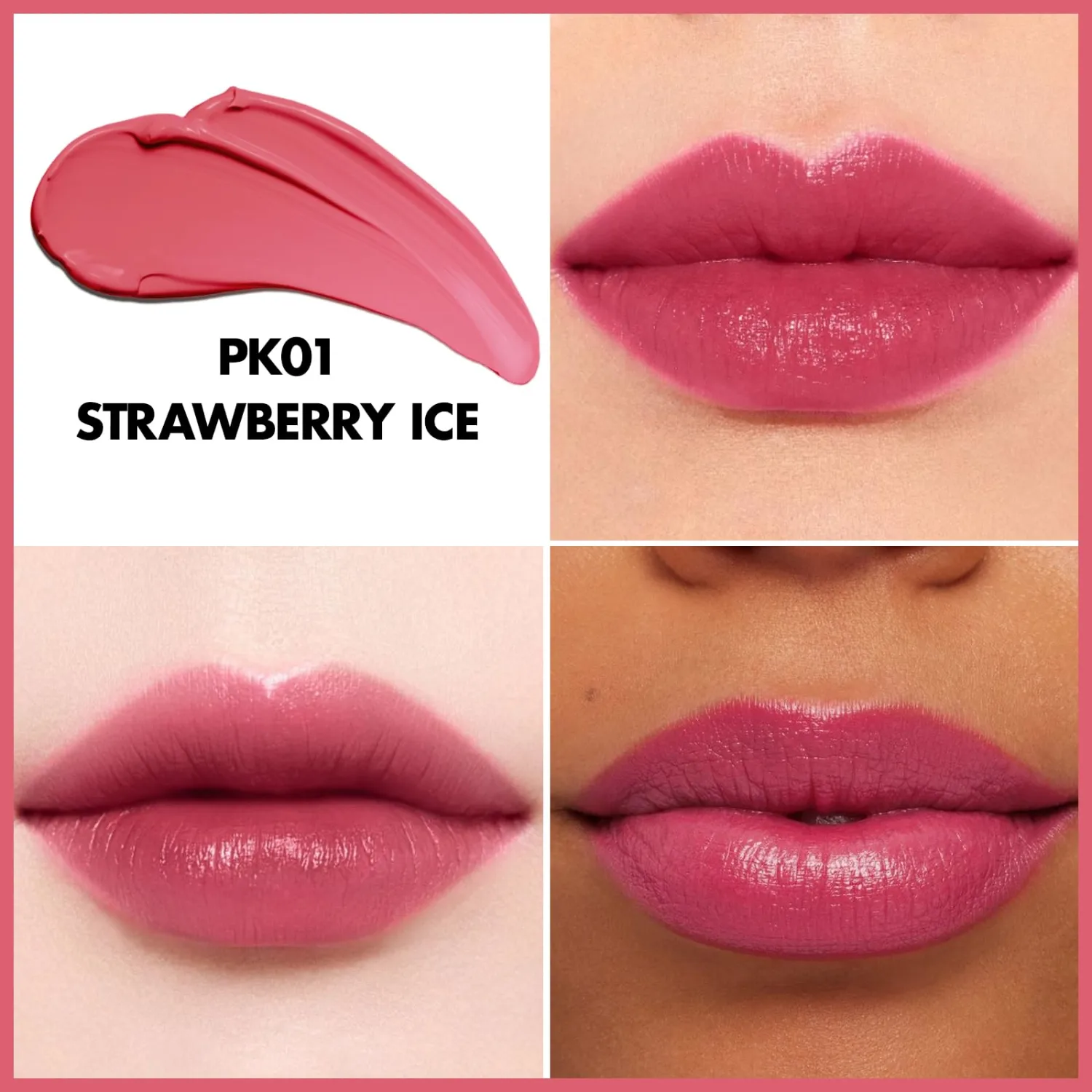 FOCALLURE 2-in-1 Lip Stain & Gloss Oil, Long-Lasting Transfer Proof Lip Tint with Non-Sticky Hydrating Formula, High-Pigment Waterproof Lip Gloss for Daily & Evening Wear,PK01 STRAWBERRY ICE