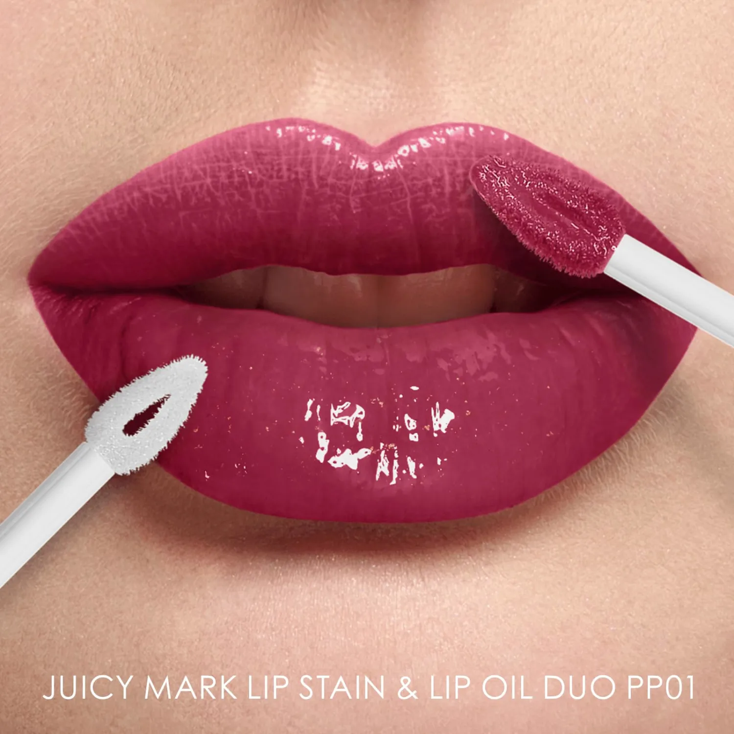 FOCALLURE 2-in-1 Lip Stain & Gloss Oil, Long-Lasting Transfer Proof Lip Tint with Non-Sticky Hydrating Formula, High-Pigment Waterproof Lip Gloss for Daily & Evening Wear,PP01 BERRY PIE