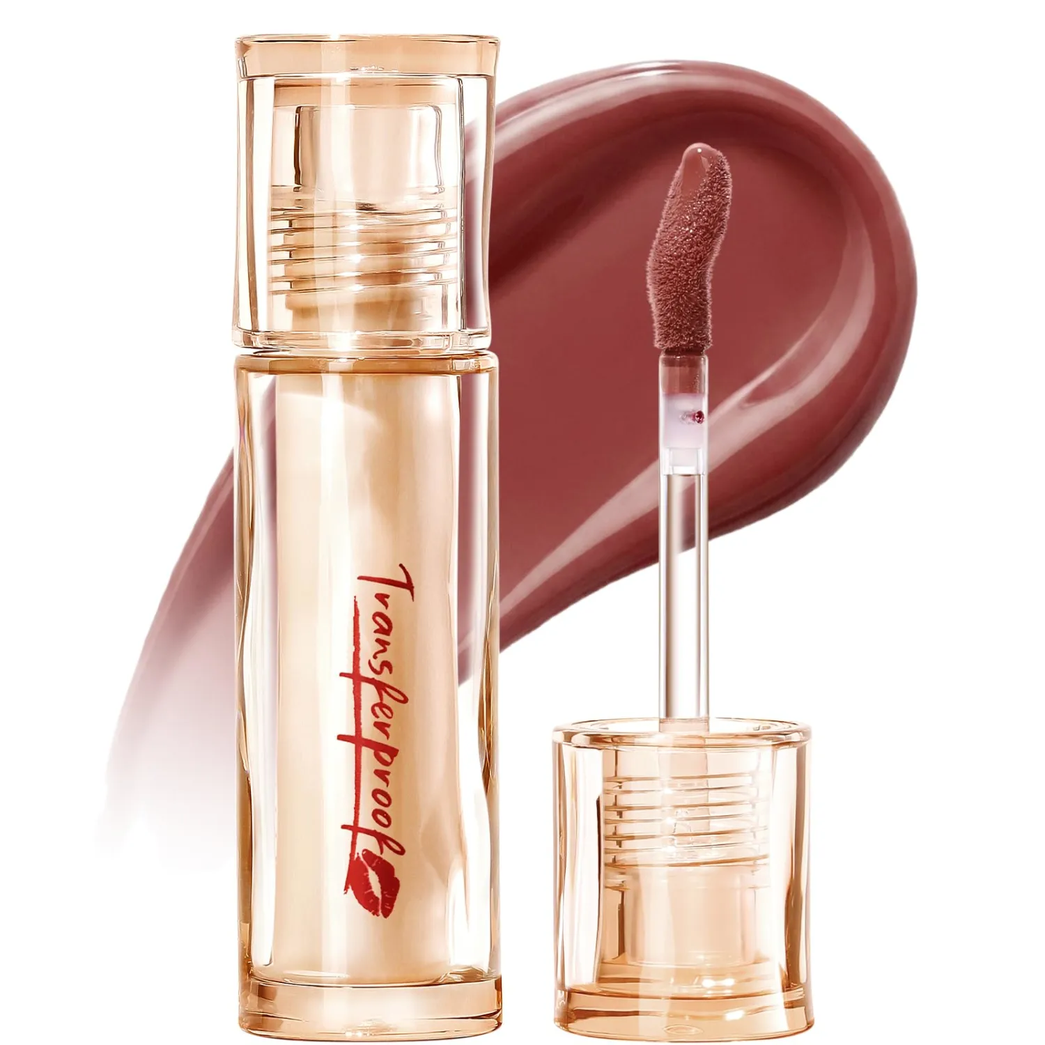 FOCALLURE Super Transferproof Lip Gloss - Up To 16HR Wear, Non-Sticky, Plumping, Hydrating, Glaze Shine, Moisturizing Lip Makeup, Dusty Rose