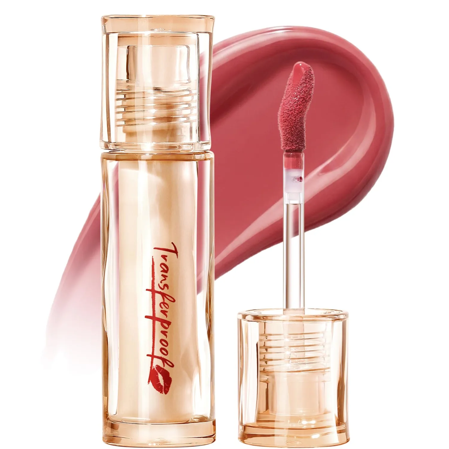 FOCALLURE Super Transferproof Lip Gloss - Up To 16HR Wear, Non-Sticky, Plumping, Hydrating, Glaze Shine, Moisturizing Lip Makeup, Rosy Nude