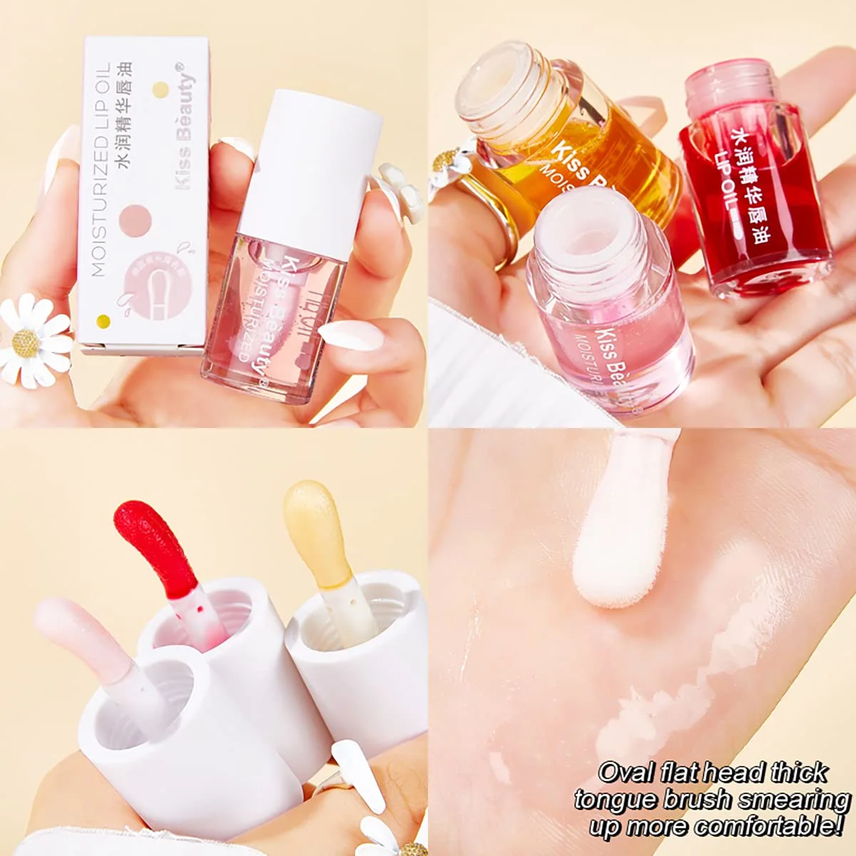 3 Pcs Fruity Plumping Lip Oil Moisturizing Hydrating Lip Care Hydrating Lip Gloss Tinted Lip Balm, Long Lasting & Nourishing Lip Glow Oil, Non-sticky Fresh Texture