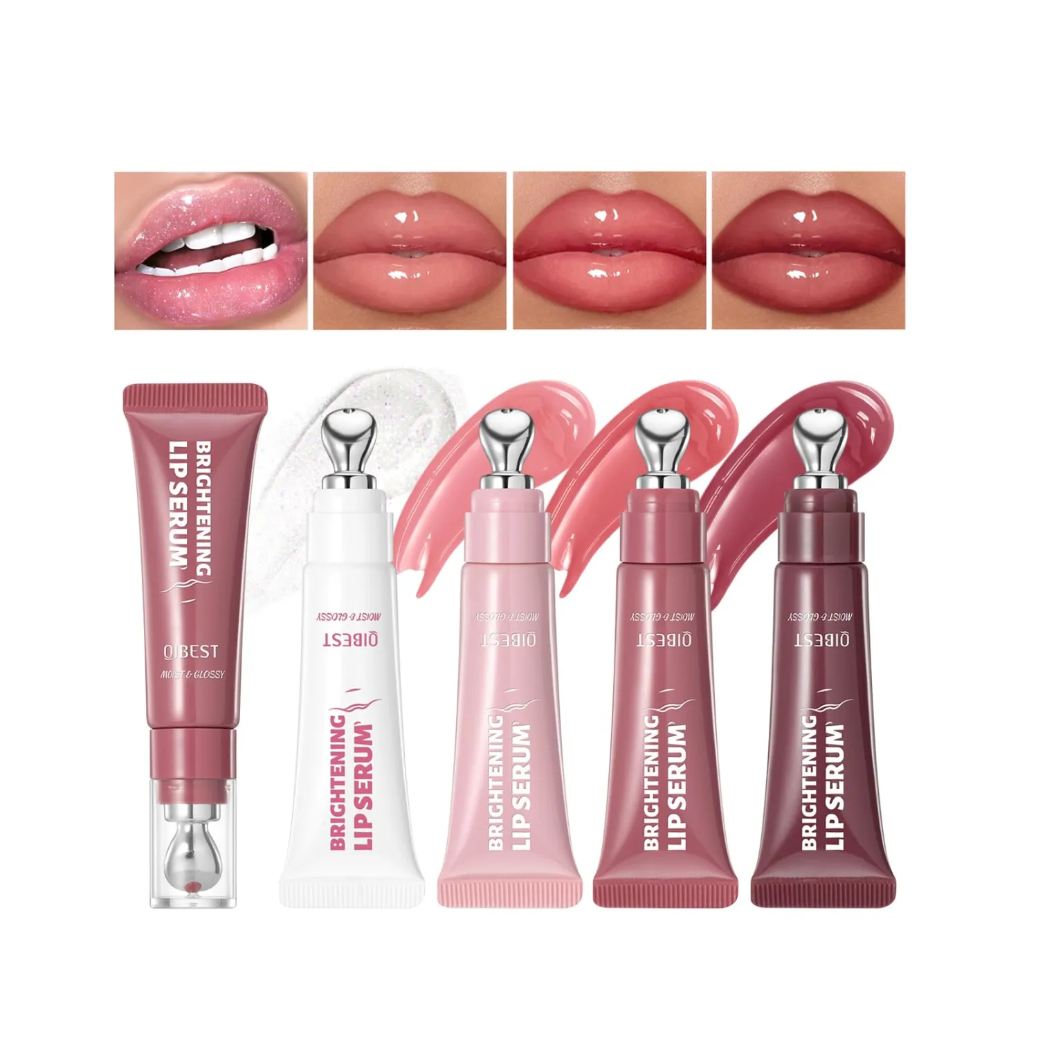 Hydrating Lip Gloss Lip Jam Set, Tinted Lip Gloss Plumping Glossy Jelly Liquid Lipstick Glitter Lipgloss High Shine Lipgloss for Women (4 Colors Set)
