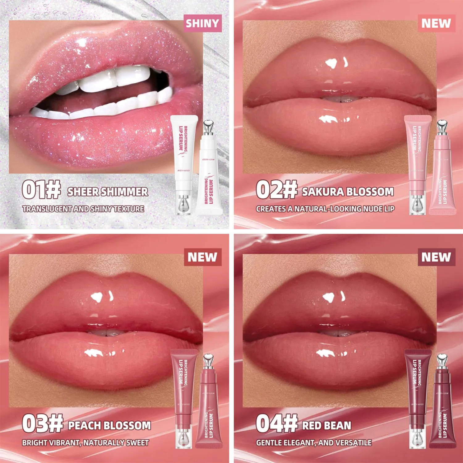 Hydrating Lip Gloss Lip Jam Set, Tinted Lip Gloss Plumping Glossy Jelly Liquid Lipstick Glitter Lipgloss High Shine Lipgloss for Women (4 Colors Set)