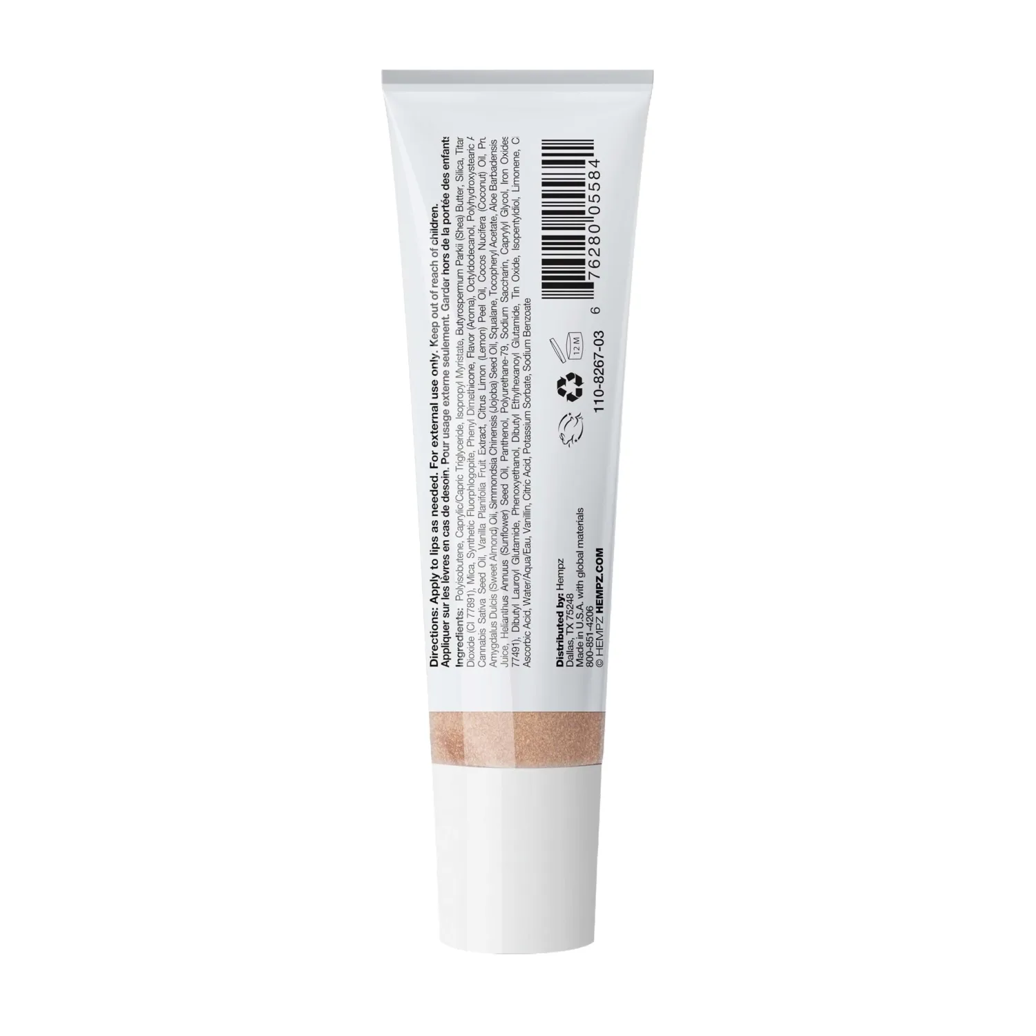 Hempz Glow Getter Lip Gloss, Hydrating Balm with Shimmer .44 oz.