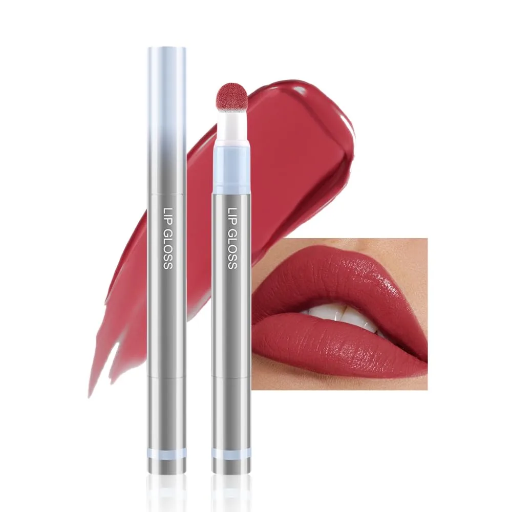 Cushion Lip Gloss Matte Lip Tint – Long-Lasting Lightweight Color, Soft Plush Applicator for Gradient Blurred Lips, Non-Sticky Velvet Finish Hydrating Lip Stain 02#–Dusty Mauve