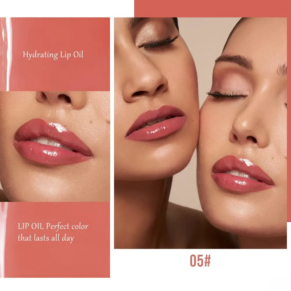 2-in-1 Dual Ended Lip Stain & Lip Oil – Long Lasting Waterproof Matte Lip Gloss with High Pigment, Non-Sticky Lip Tint, Hydrating Lip Oil for Moisturizing & Glossy Finish (05#, 1PCS)