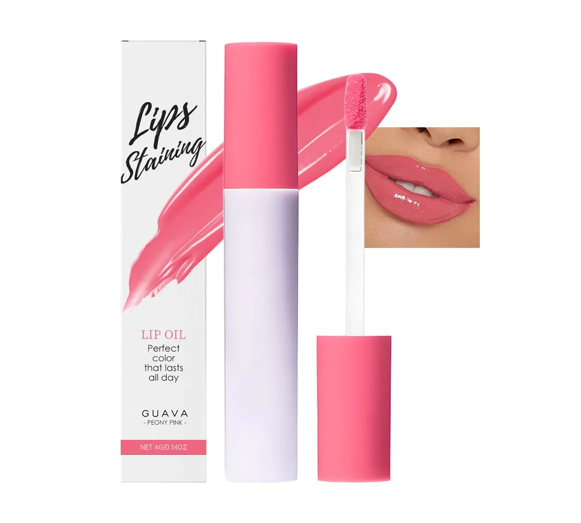 Nourishing High-Shine Lip Gloss,Hydrating & Moisturizing Lip Tint, Non-Sticky, Long-Lasting Glossy Lip Stain,Softens & Plumps Lips for Smooth,Gentle Formula for Dry Lips 02#Peony Pink