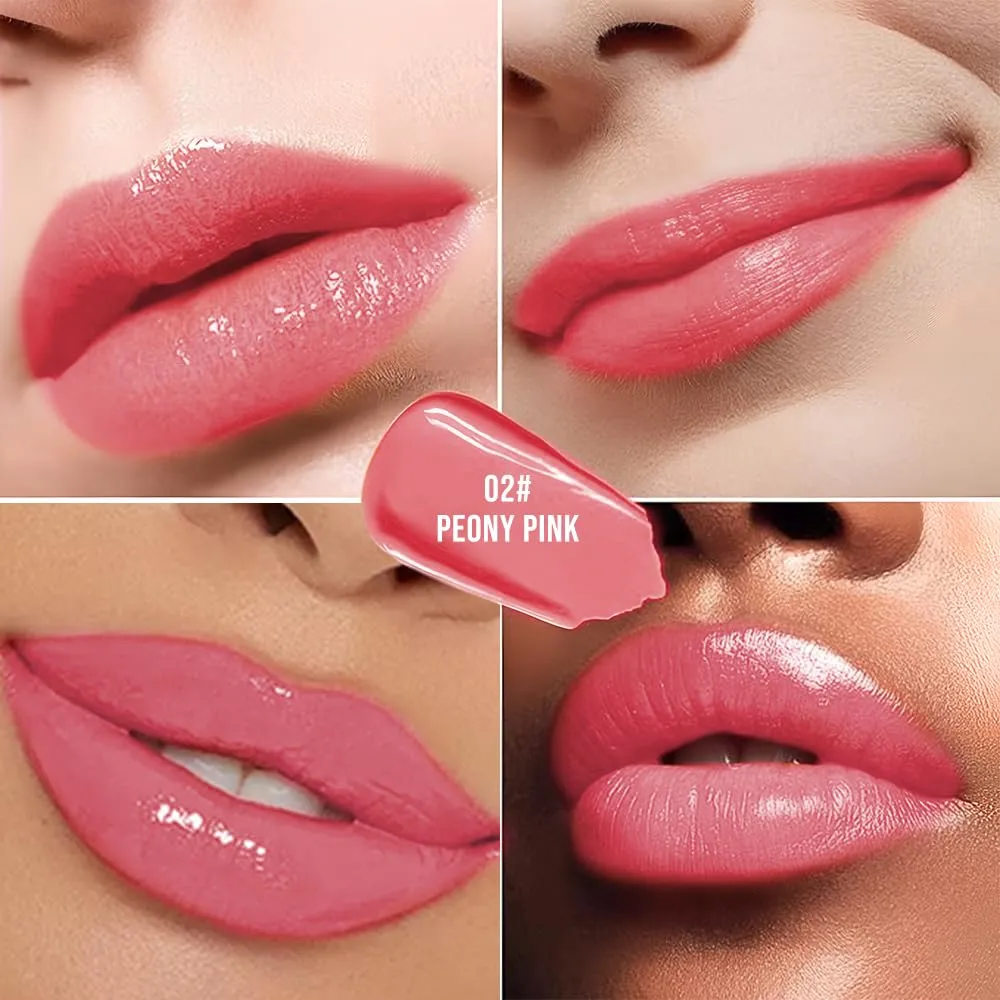 Nourishing High-Shine Lip Gloss,Hydrating & Moisturizing Lip Tint, Non-Sticky, Long-Lasting Glossy Lip Stain,Softens & Plumps Lips for Smooth,Gentle Formula for Dry Lips 02#Peony Pink