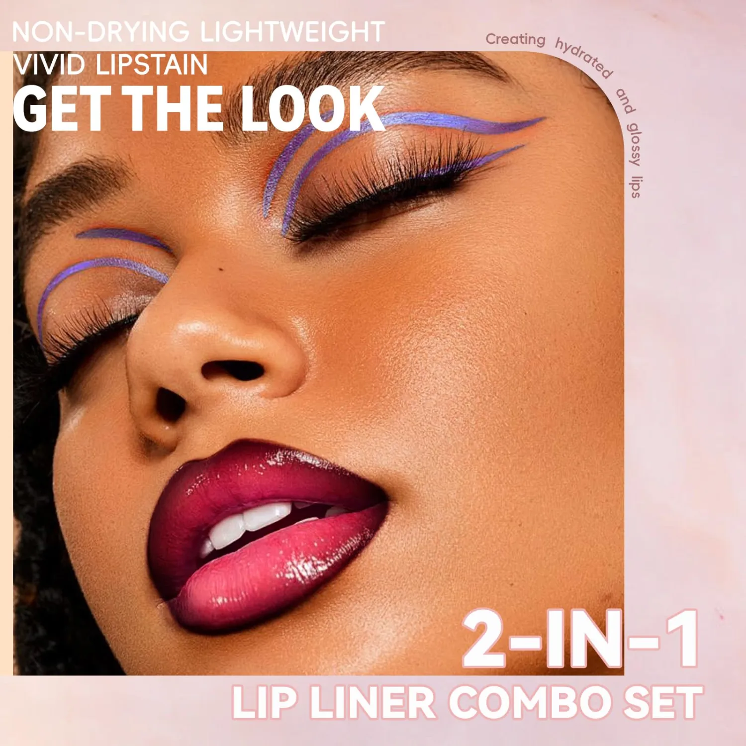 HOSAILY Lip Liner Gloss Lip Combo Set, 2 in 1 Lip Duo Black Lip Liner Lipstick Glossy Nourishing Oxblood Gloss Lip Kit, Smooth Quick Fuller Plumping Moisturizing Lip Makeup for Women02#Black Cherry