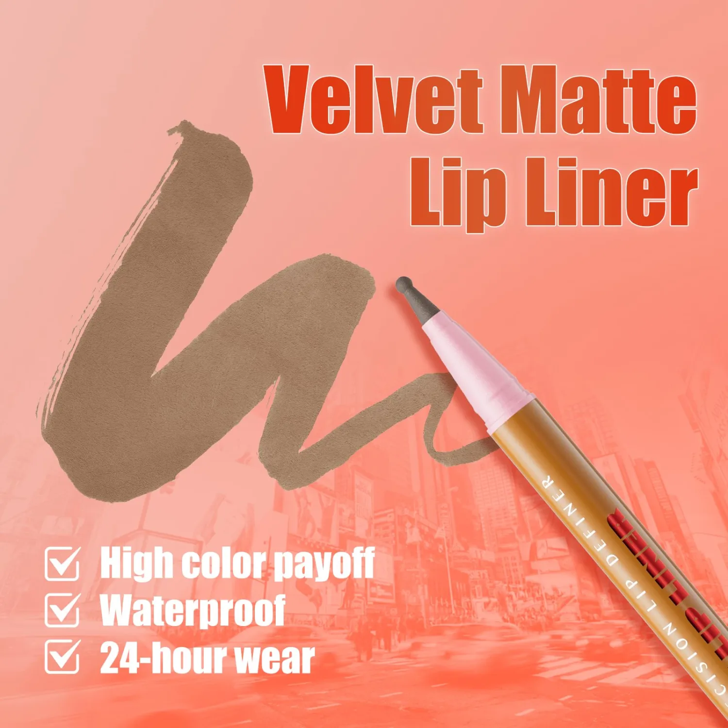 W3W Lip liner stain,Nude lip liner pencil, Professional Makeup lip stain liner, Mousse Texture, Smooth Lip Liners, High-Pigment, Waterproof, #05 Hazelnut Glow
