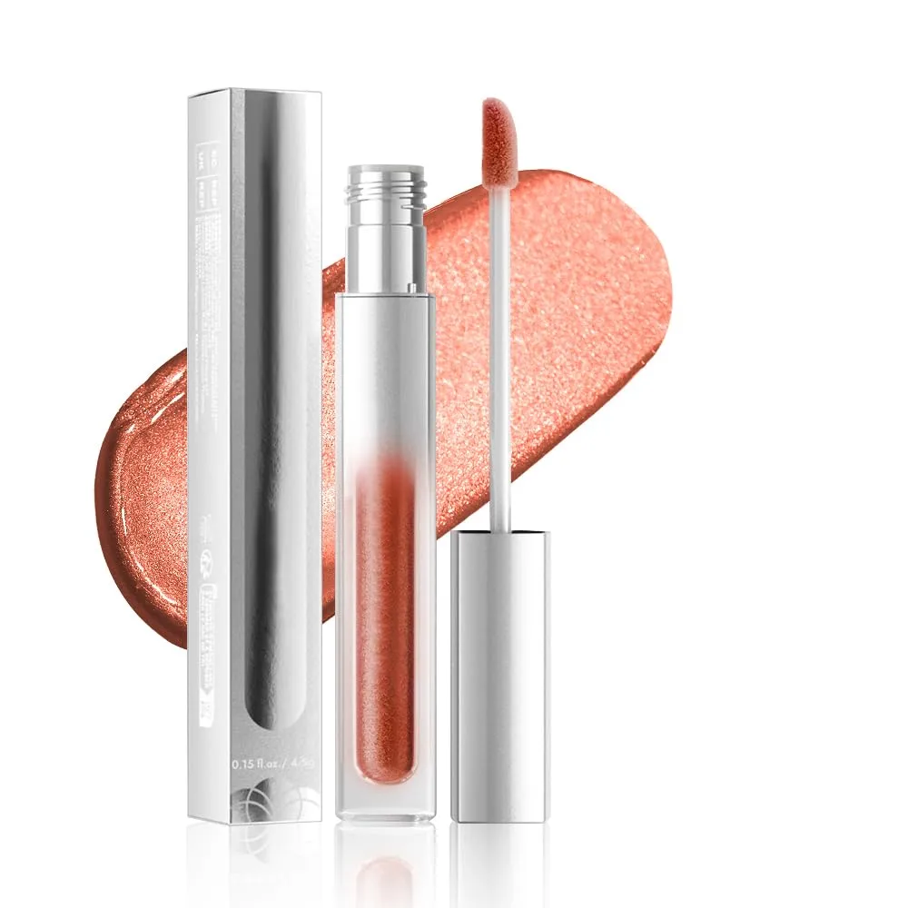 Pearlescent Metallic Lip Gloss & Liquid Eyeshadow 2-in-1, Long Lasting Waterproof Glitter Lipstick, Shimmer Lip Color, High Pigment Metallic Glitter Eyeshadow Makeup for Women 05