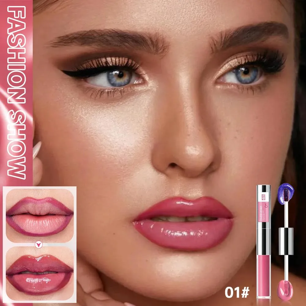 Peel Off Lip Liner & Gloss–Long-Lasting Smudge-Proof Rose Pink Lip Tint & Lip Stain Liner with Hydrating High Shine Gloss for Defined, Fuller Rosy Lips–Waterproof, Transfer-Proof Soft Glam Lip Makeup