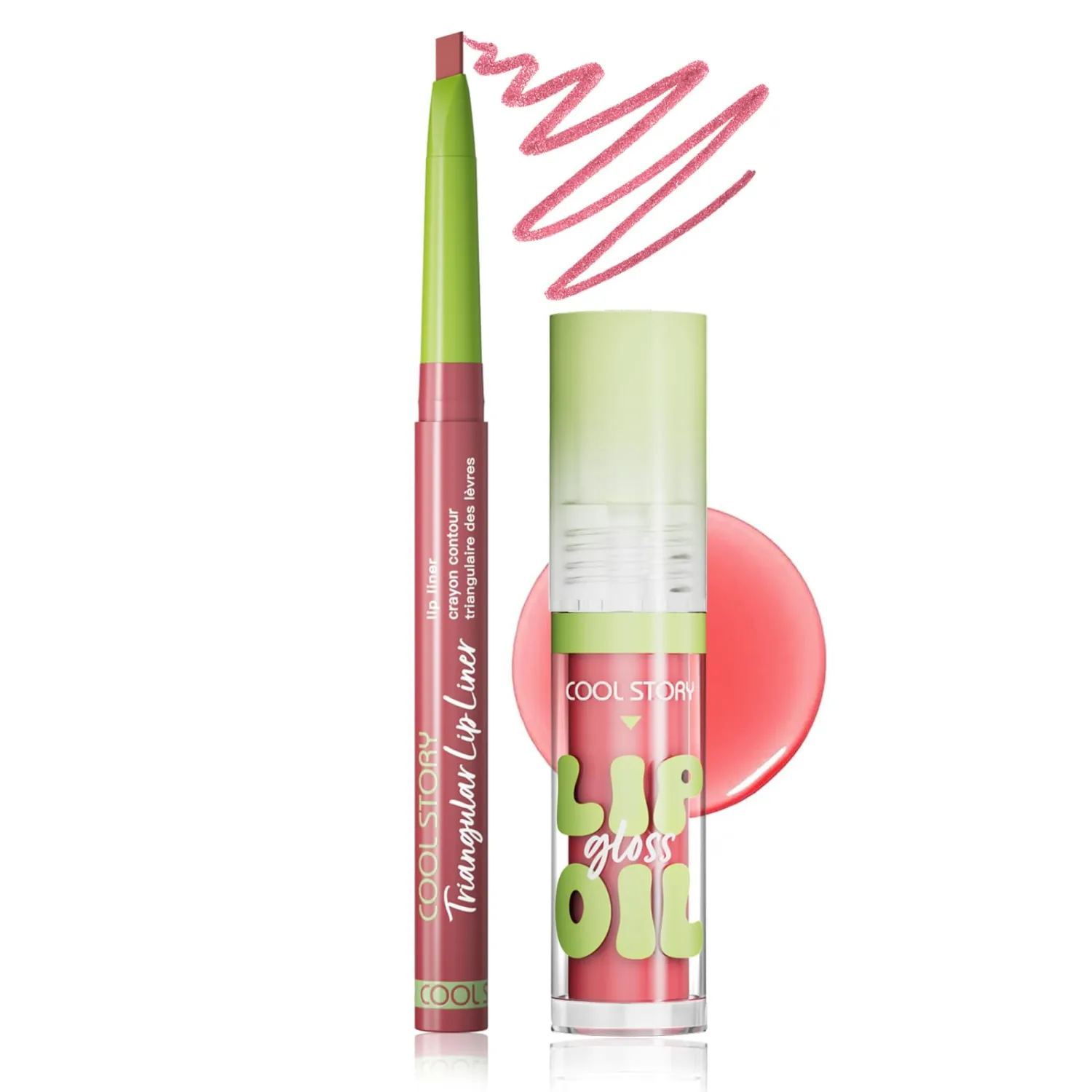 Nourishing Lip Gloss with Matte Finish Lip Liner Combo Set, Clear Nude Pink Brown Long Lasting Hydrating Lip Glow Oil, High Pigmented Lightweight Lipstick Makeup for Women, #2 CORAL