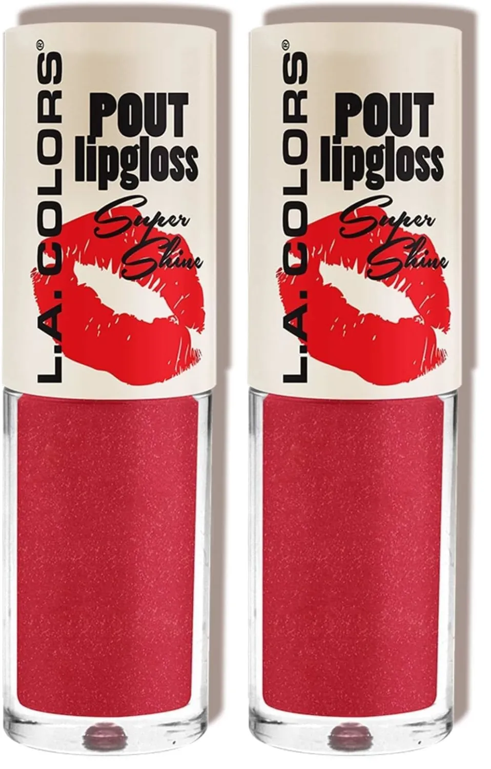L.A. COLORS Pout Shiny Lipgloss, French Kiss CLG647 (Pack of 2)