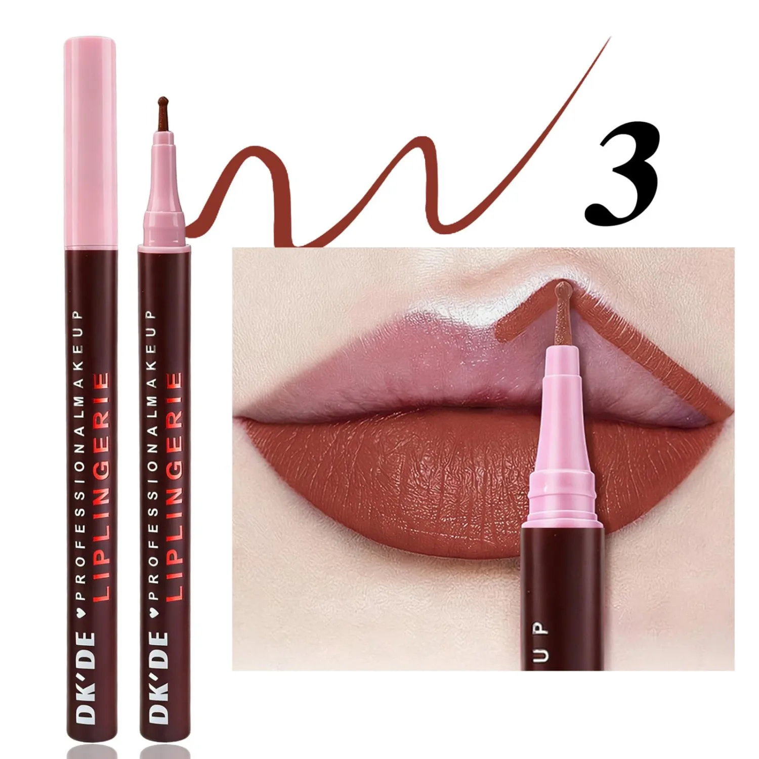 ADMD Slim Lip Pencil Waterproof & Smudge-Proof Lip Liner Pencils Smooth Application Long Lasting Lip Contour Makeup Pencil(03#)