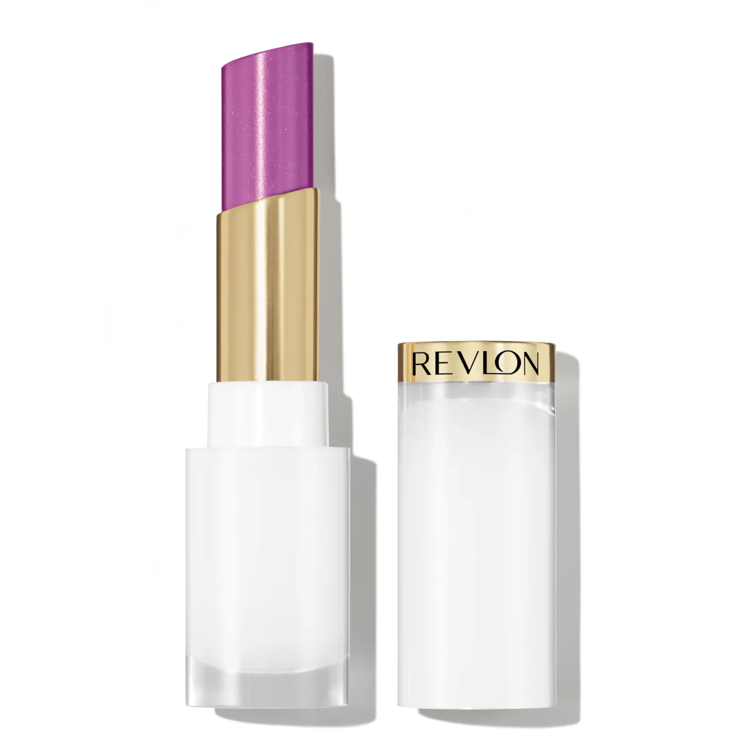 REVLON Super Lustrous Glass Shine Balm, Sheer Glossy Tinted Lip Balm, Hydrating Formula with Hyaluronic Acid, Aloe & Rose Quartz, 017 Luminous Lilac, 0.11 oz