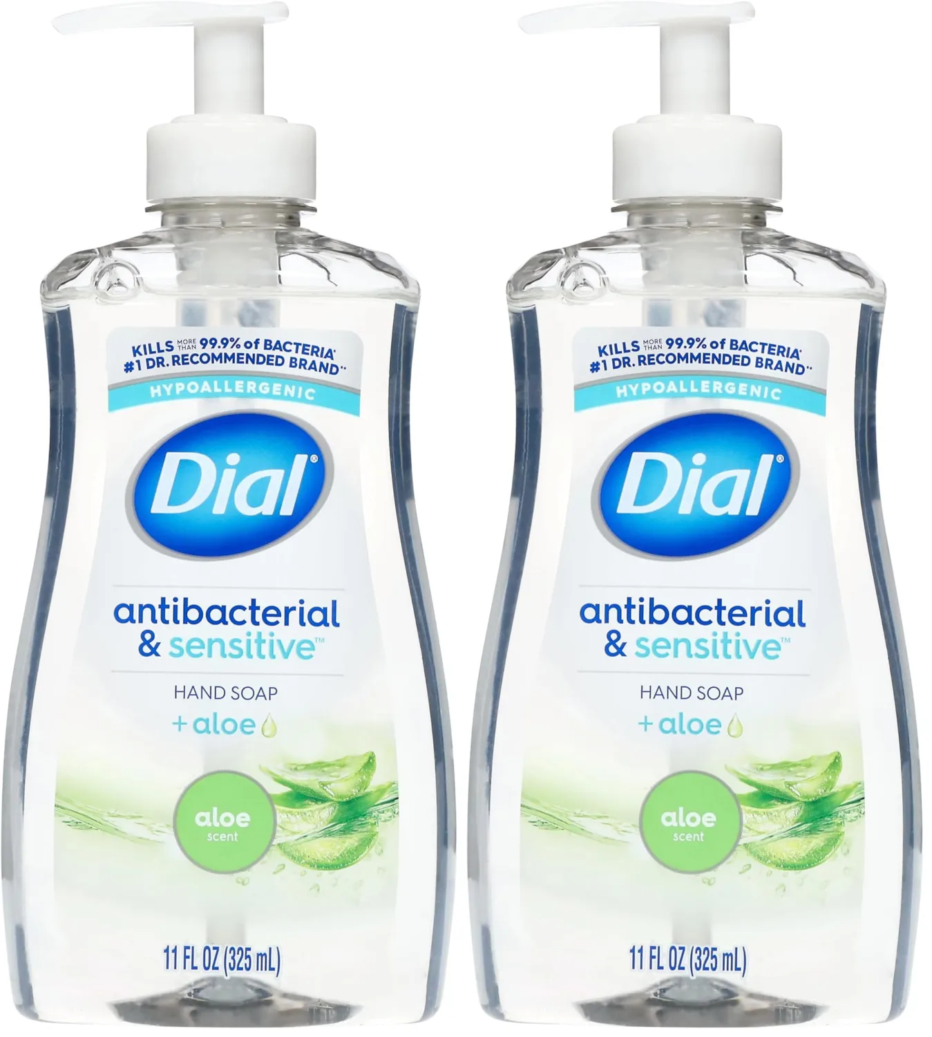 Dial, Liquid Hand Soap Antibacterial Aloe, 11 Fl Oz (Pack of 2)